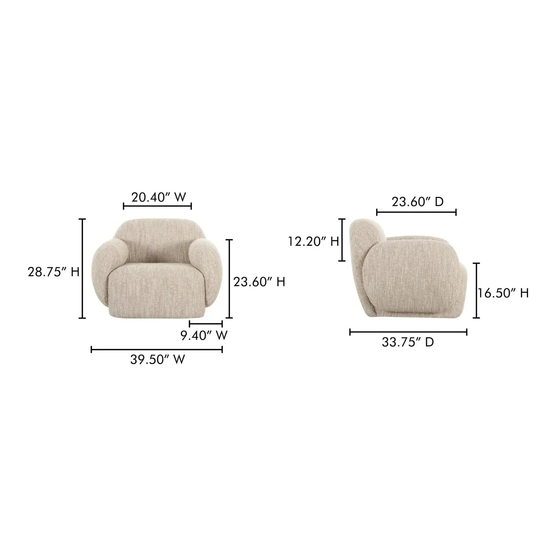 Moe's Home Collection Hazel Off White Lounge Chair - Image 10
