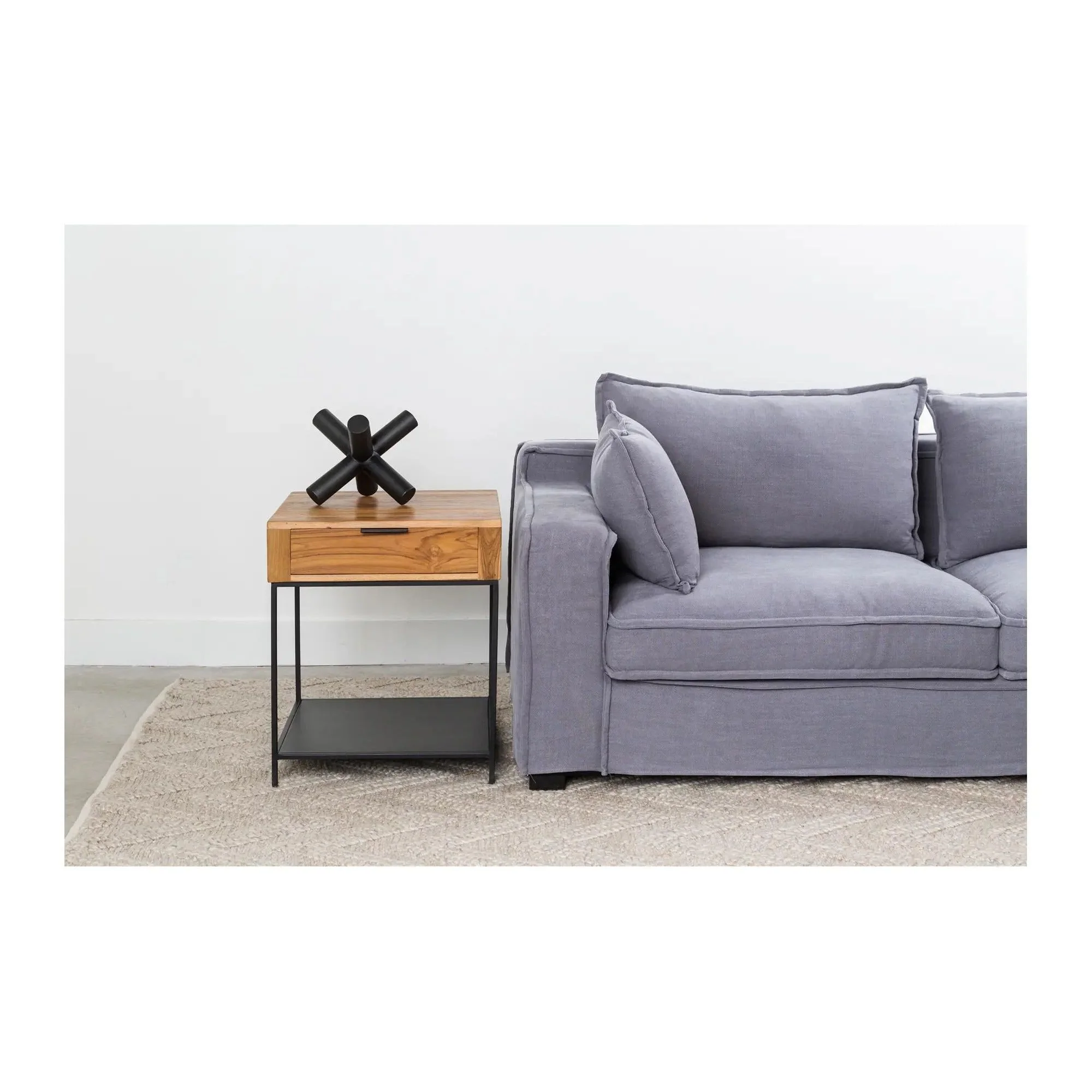 Moe's Home Collection Joliet Natural Solid Teak Wood Side Table - Image 3
