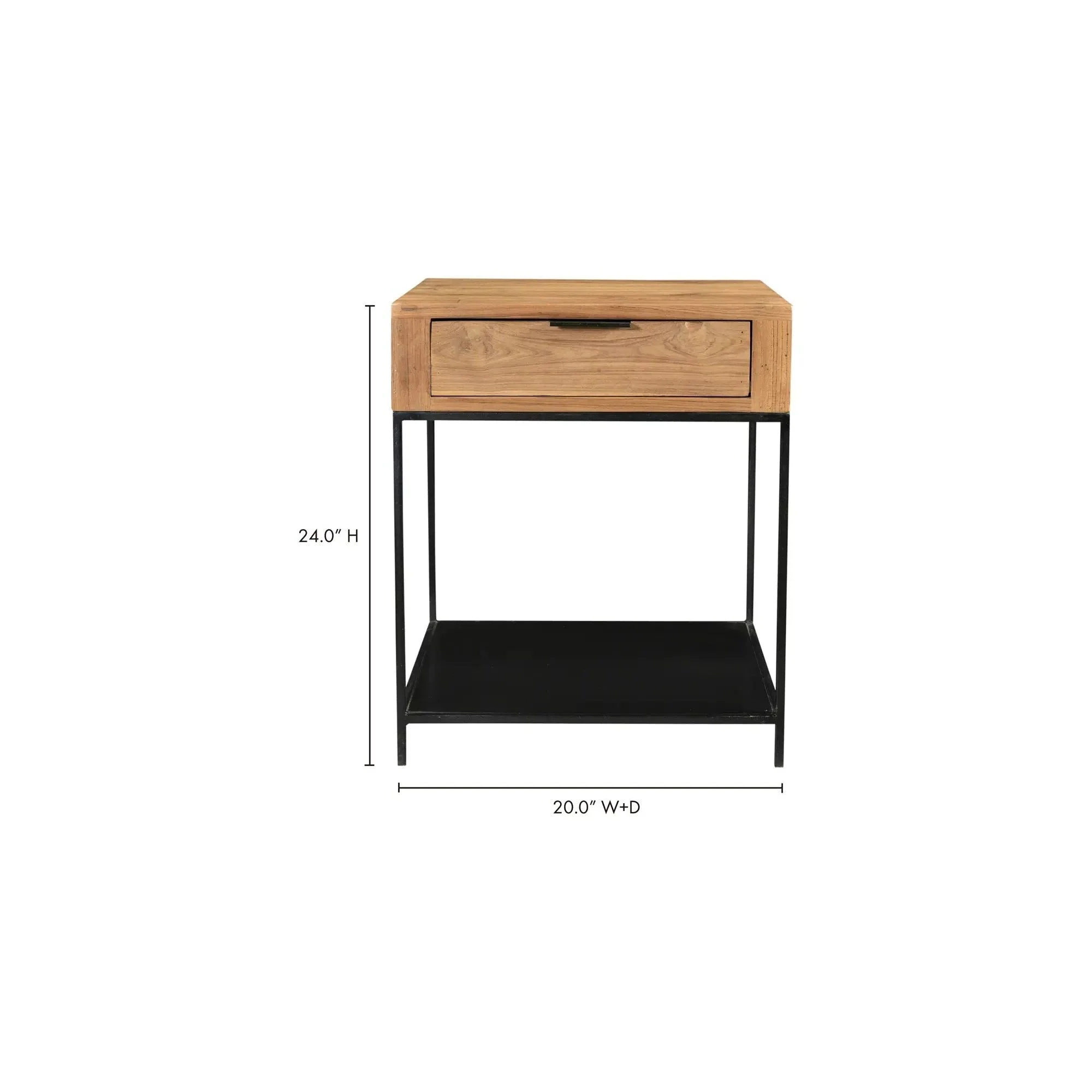 Moe's Home Collection Joliet Natural Solid Teak Wood Side Table - Image 7