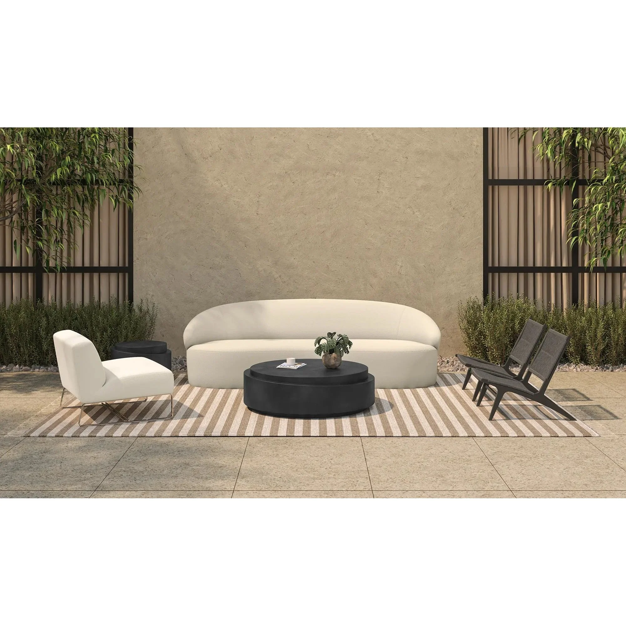 Moe's Home Collection Jules Off White Outdoor Accent Chair - Image 8