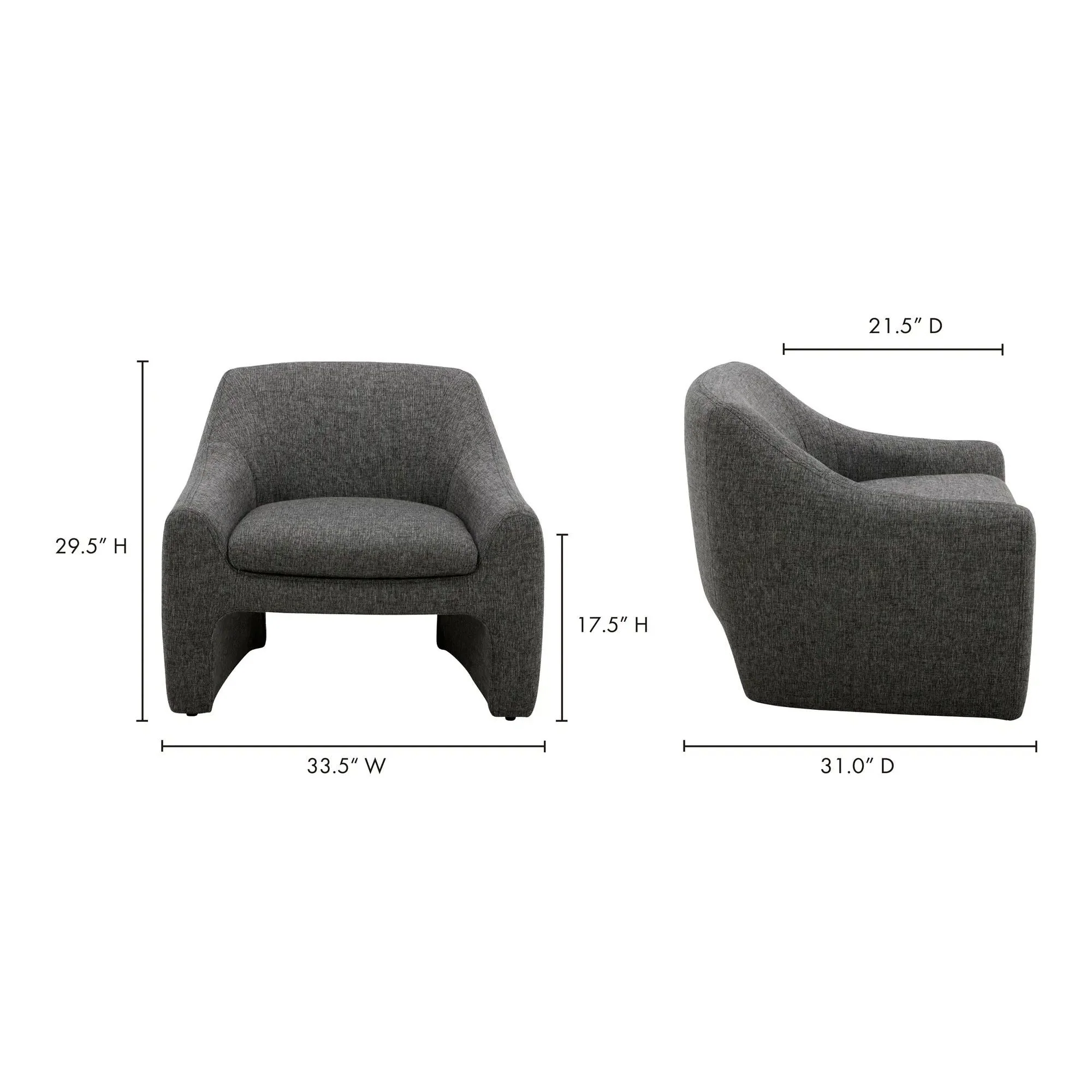 Moe's Home Collection Kenzie Shadowed Grey Accent Chair - Image 11