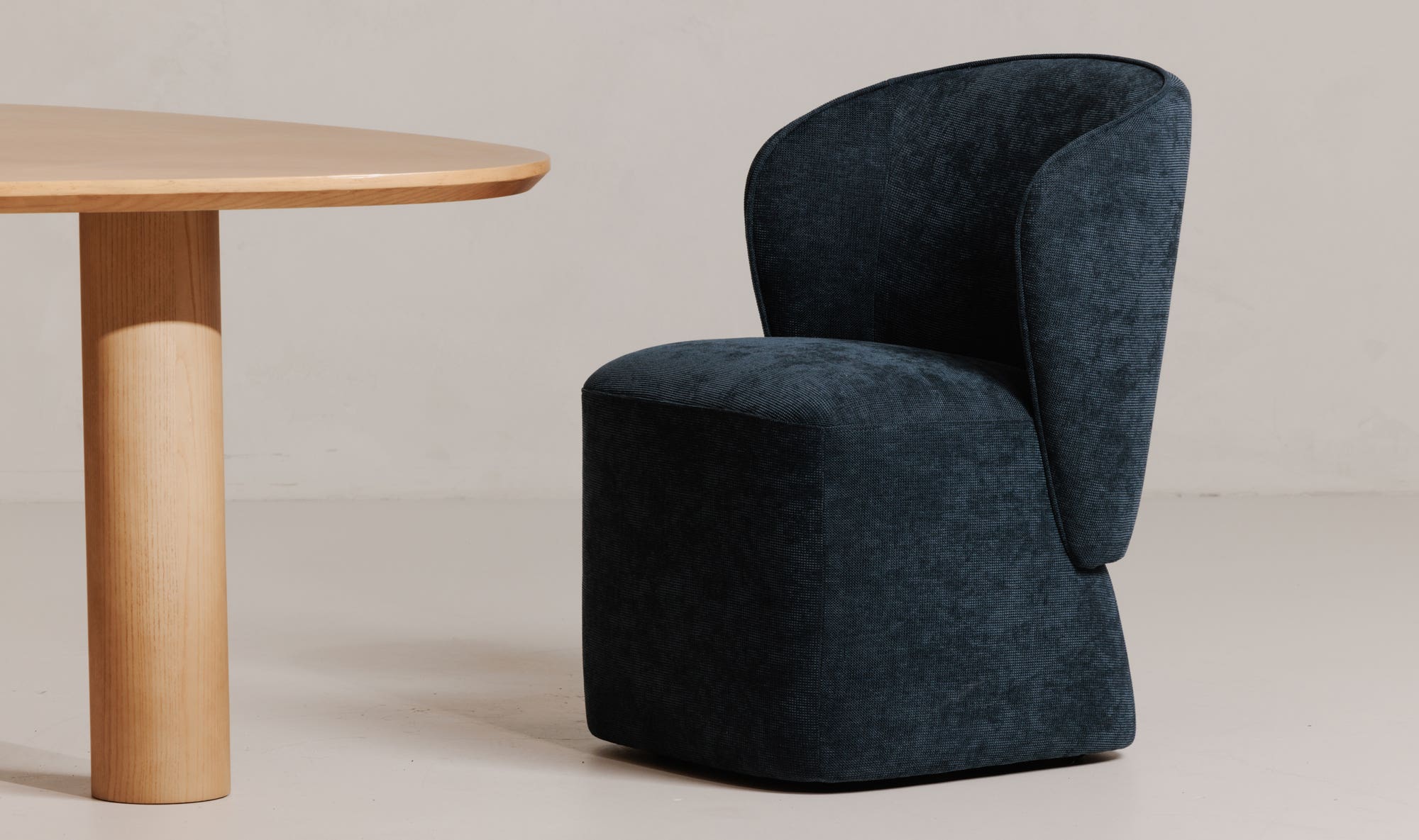 Moe's Home Larson Rolling Dining Chair Navy Blue - Image 3