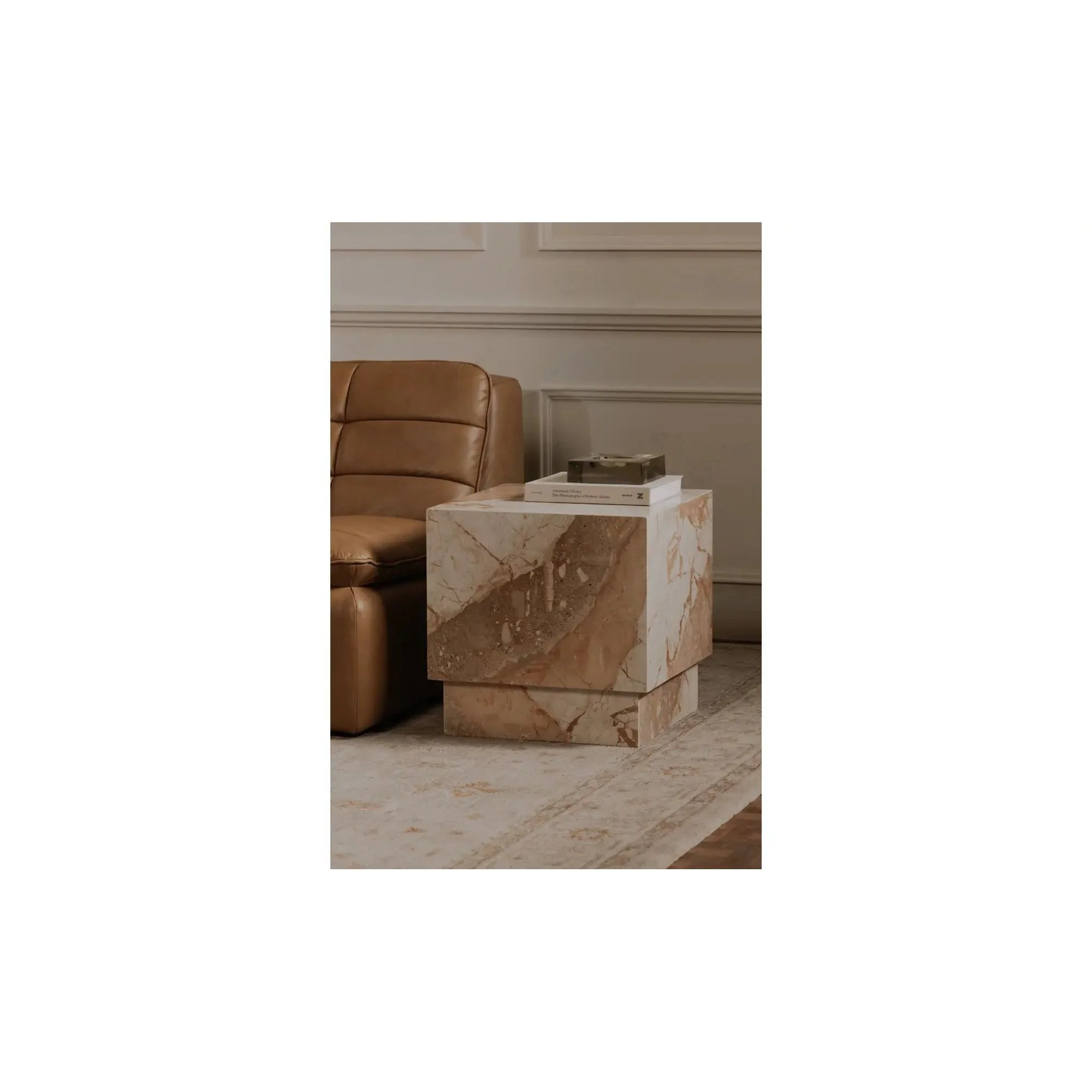 Moe's Home Collection Layla Breccia Marble Side Table - Image 4