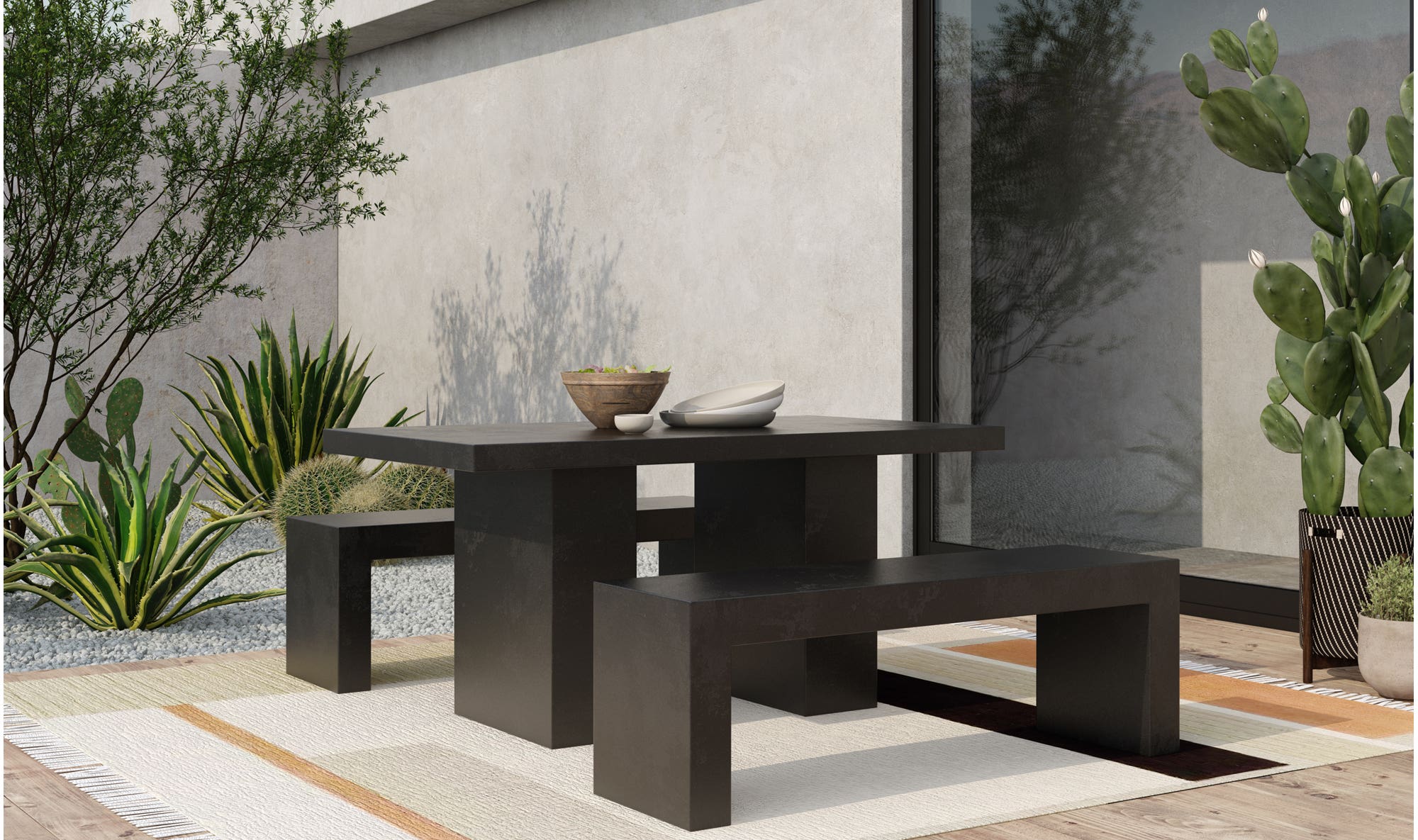 Moe's Home Lazarus Outdoor Bench Black - Image 2