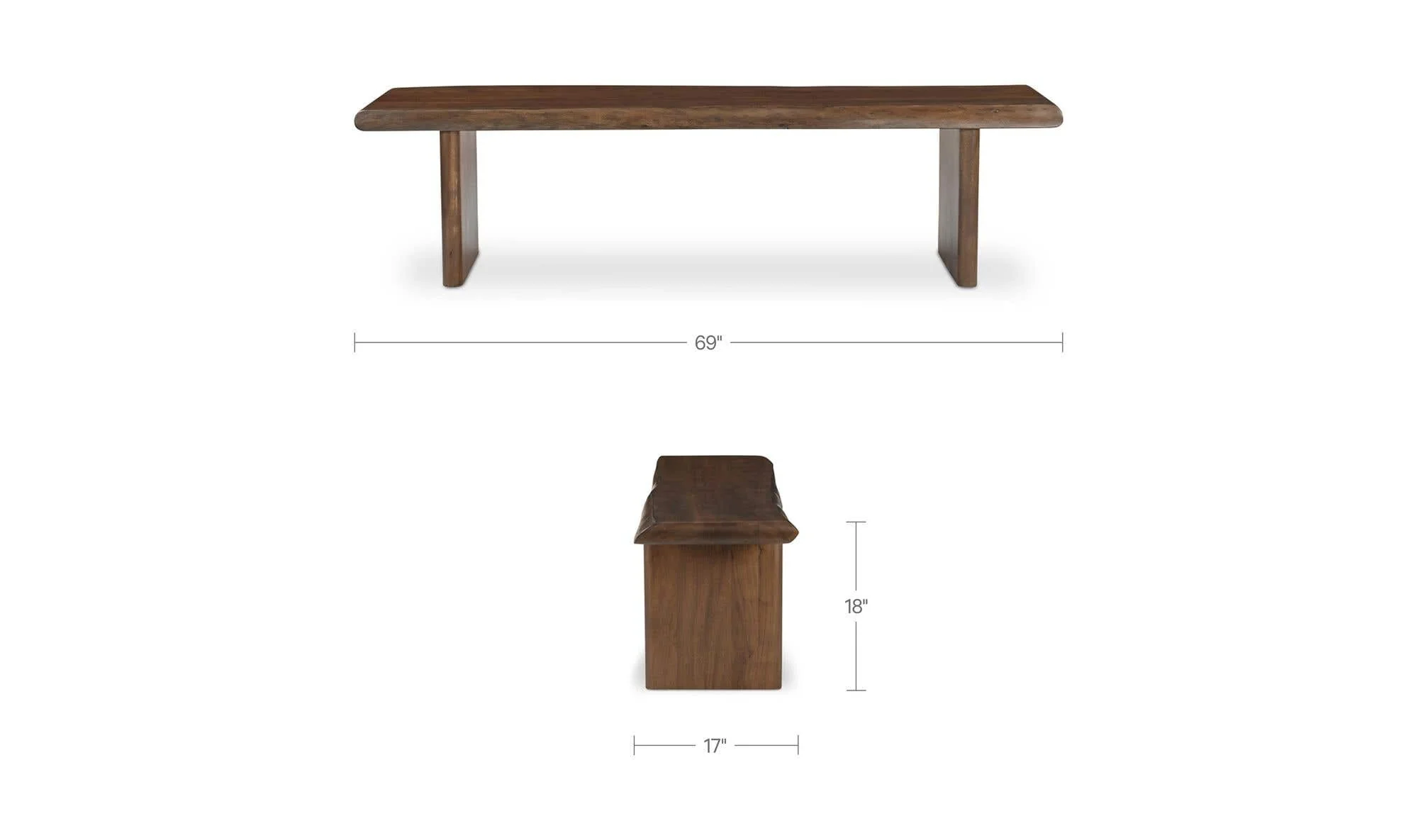 Moe's Home Lila Dining Bench Small Brown - Image 10