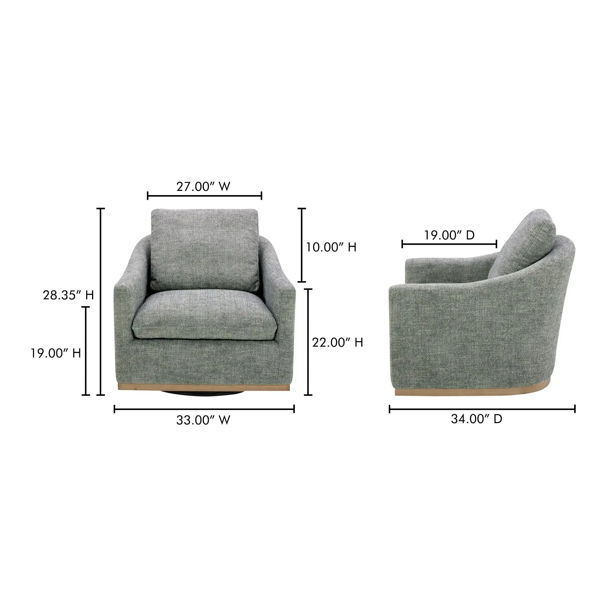 Moe's Home Collection Linden Slated Moss Swivel Chair - Image 10