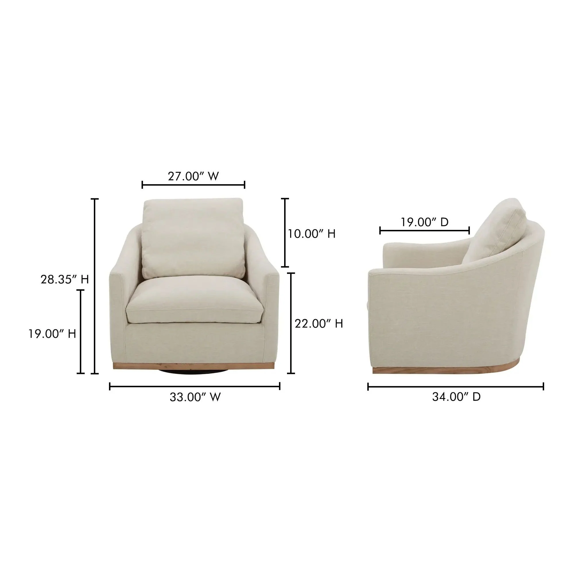 Moe's Home Collection Linden Soft Beige Swivel Chair - Image 11