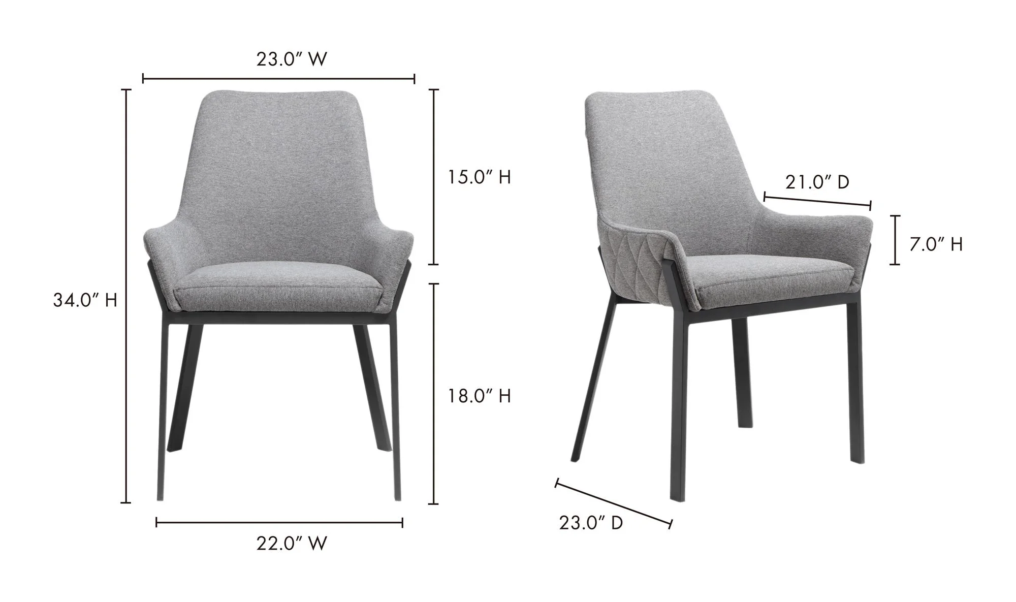 Moe's Home Lloyd Dining Chair Dark Grey - Set Of Two - Image 9