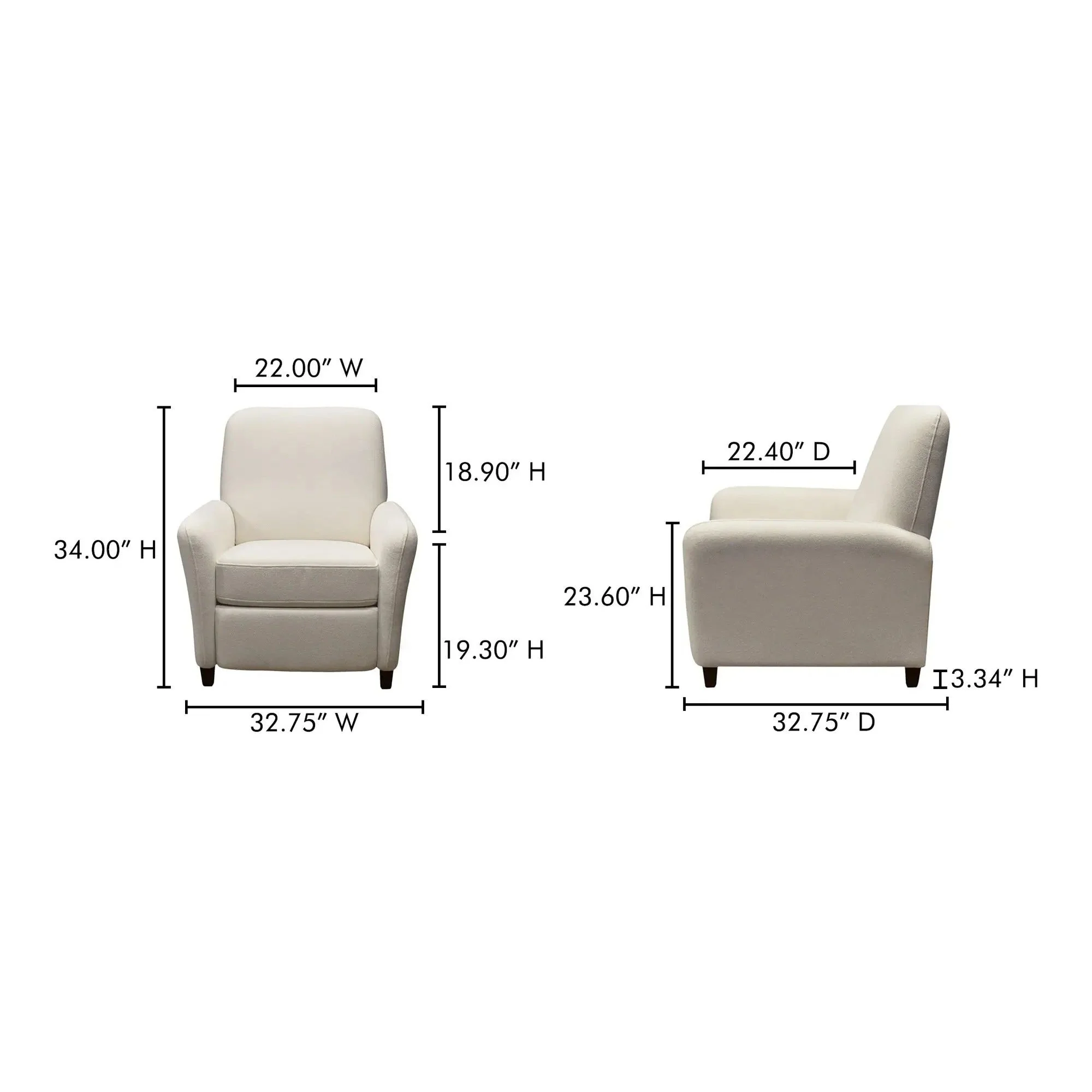 Moe's Home Collection Luna White Recliner Chair - Image 12