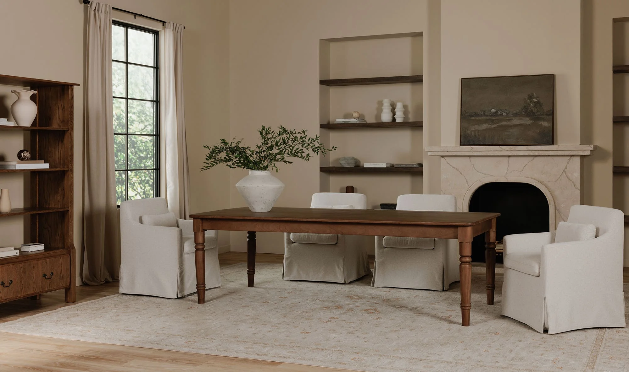 Moe's Home Lydia Slipcover Dining Chair Beige - Image 2