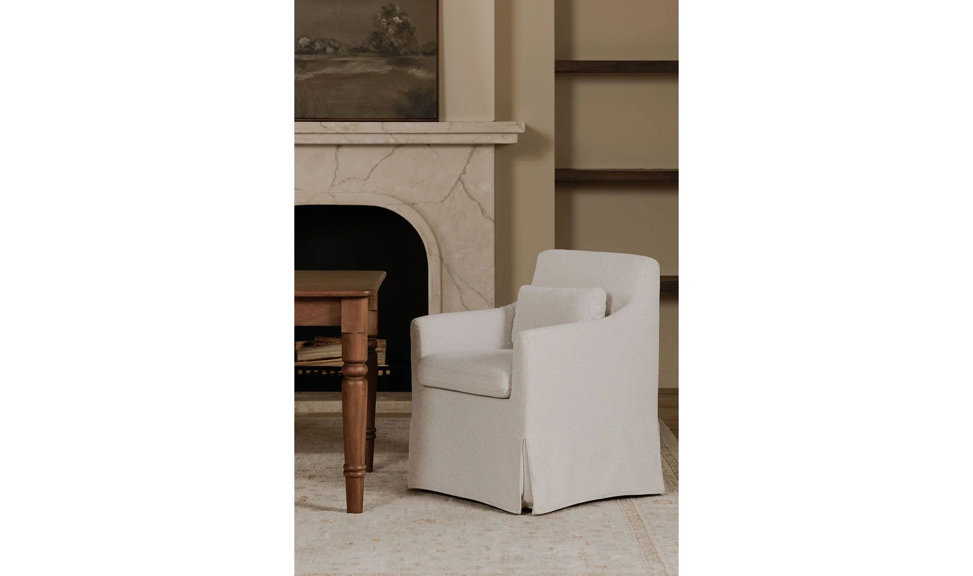 Moe's Home Lydia Slipcover Dining Chair Beige - Image 3