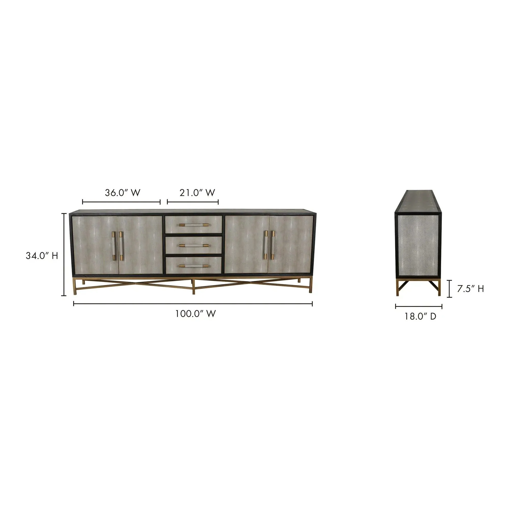 Moe's Home Collection Mako Large Shagreen Sideboard - Image 7