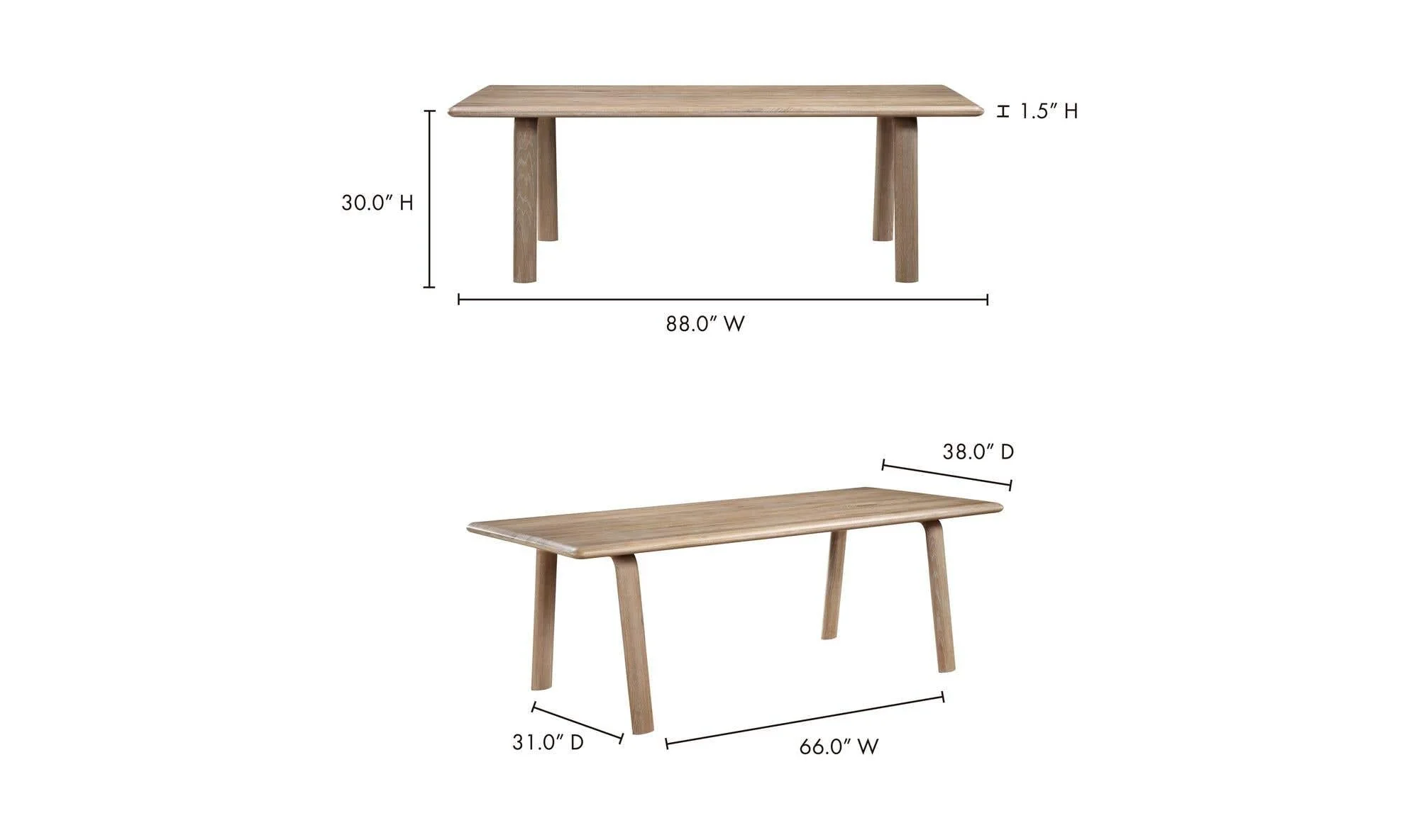 Moe's Home Malibu Dining Table White Oak - Image 10