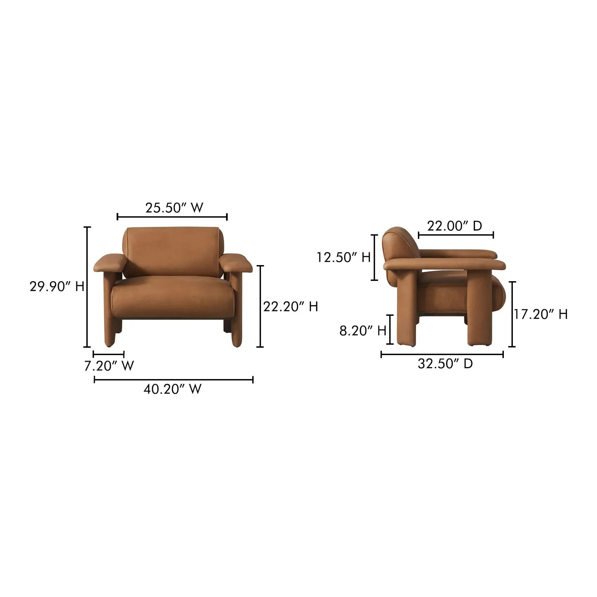 Moe's Home Collection Marcello Tan Leather Lounge Chair - Image 8