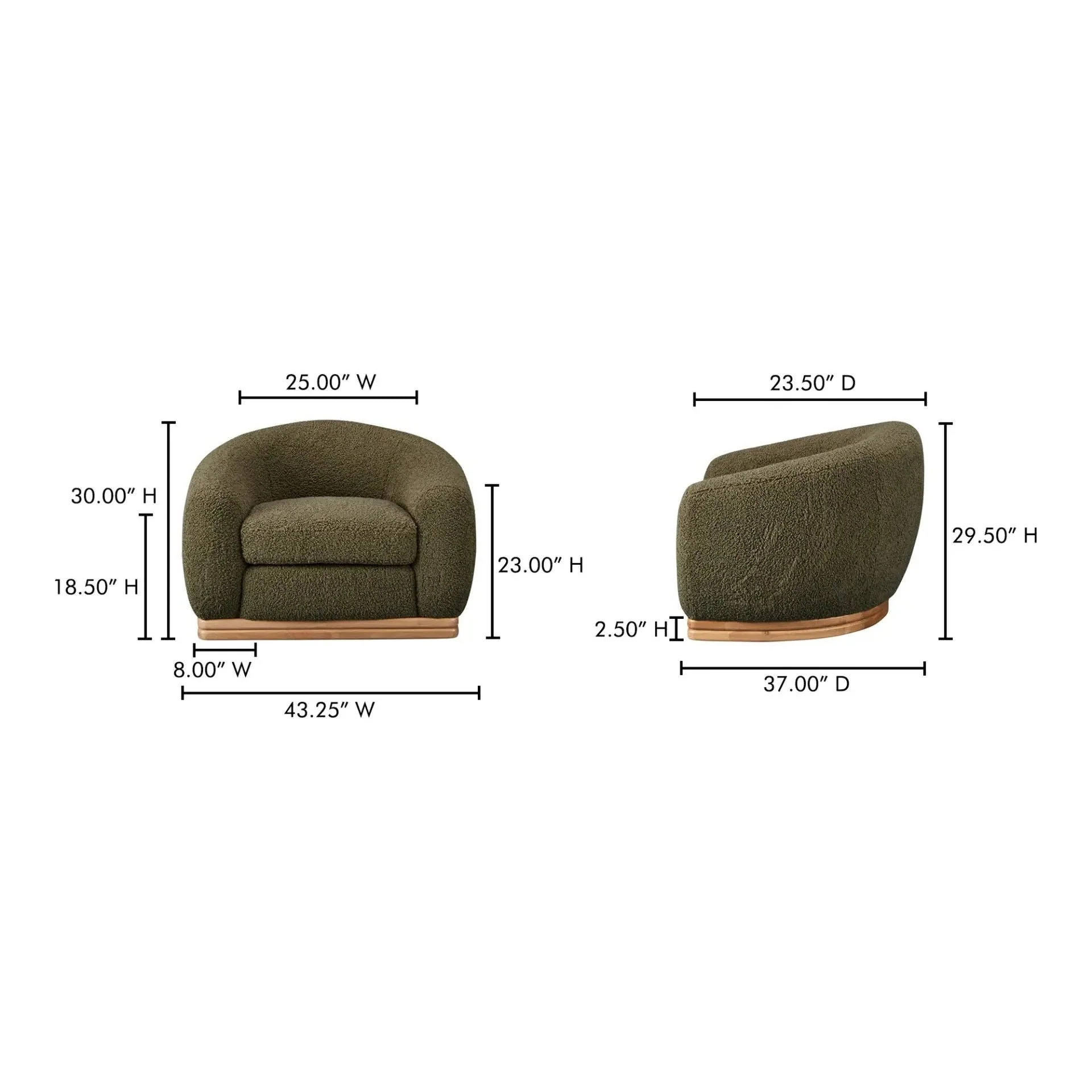 Moe's Home Collection Marlowe Sage Lounge Chair - Image 7