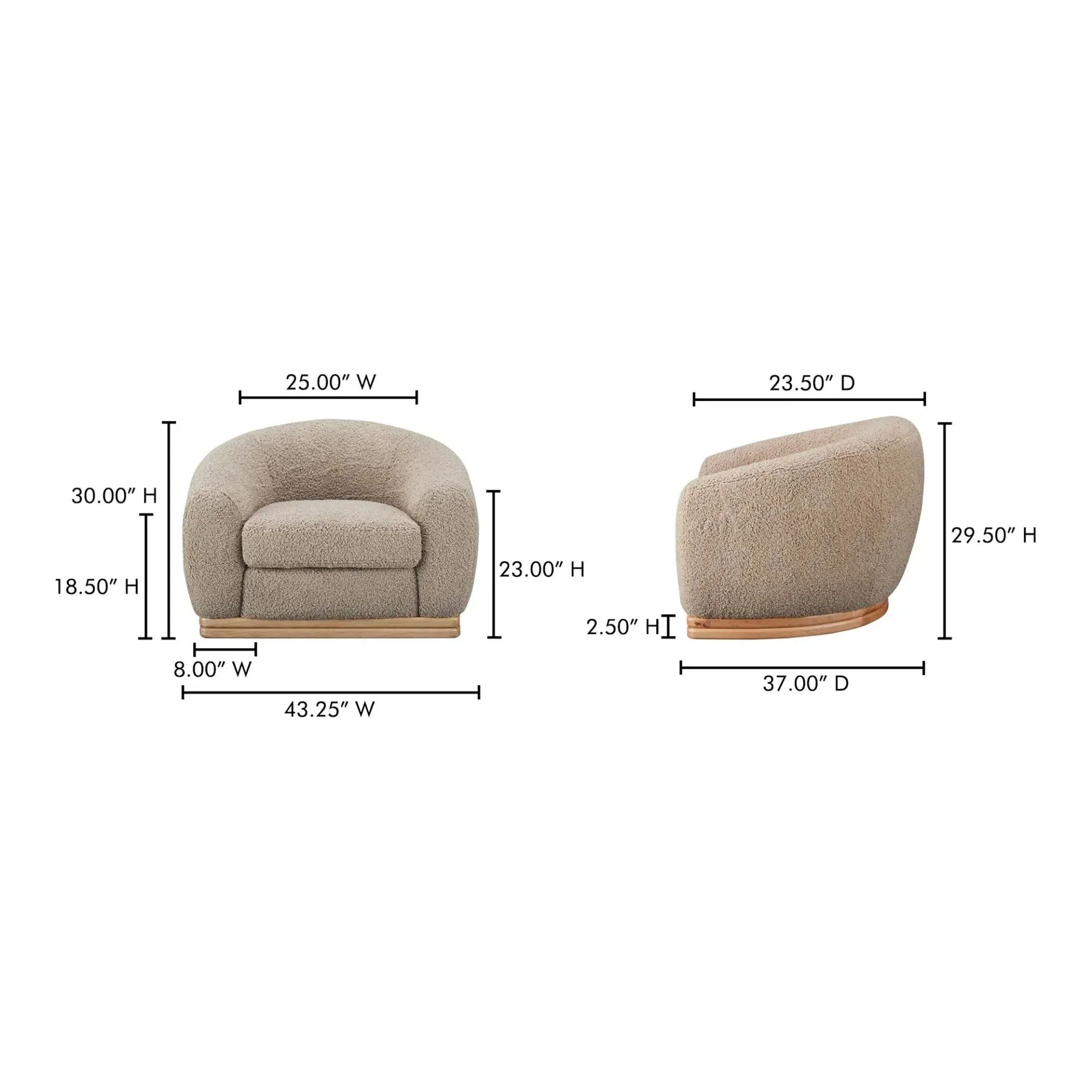 Moe's Home Collection Marlowe Taupe Lounge Chair - Image 7