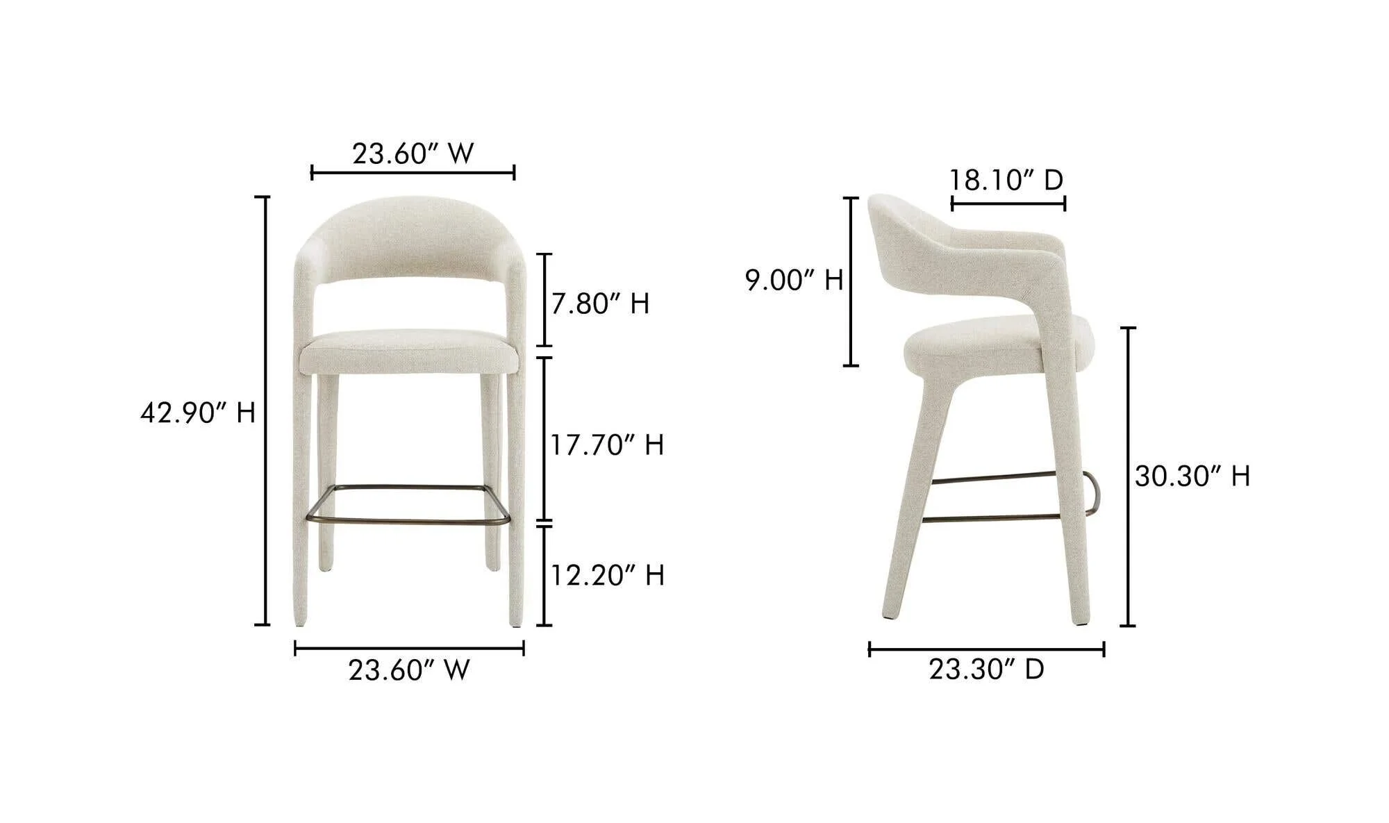 Moe's Home Martens Bar Stool Beige - Image 7