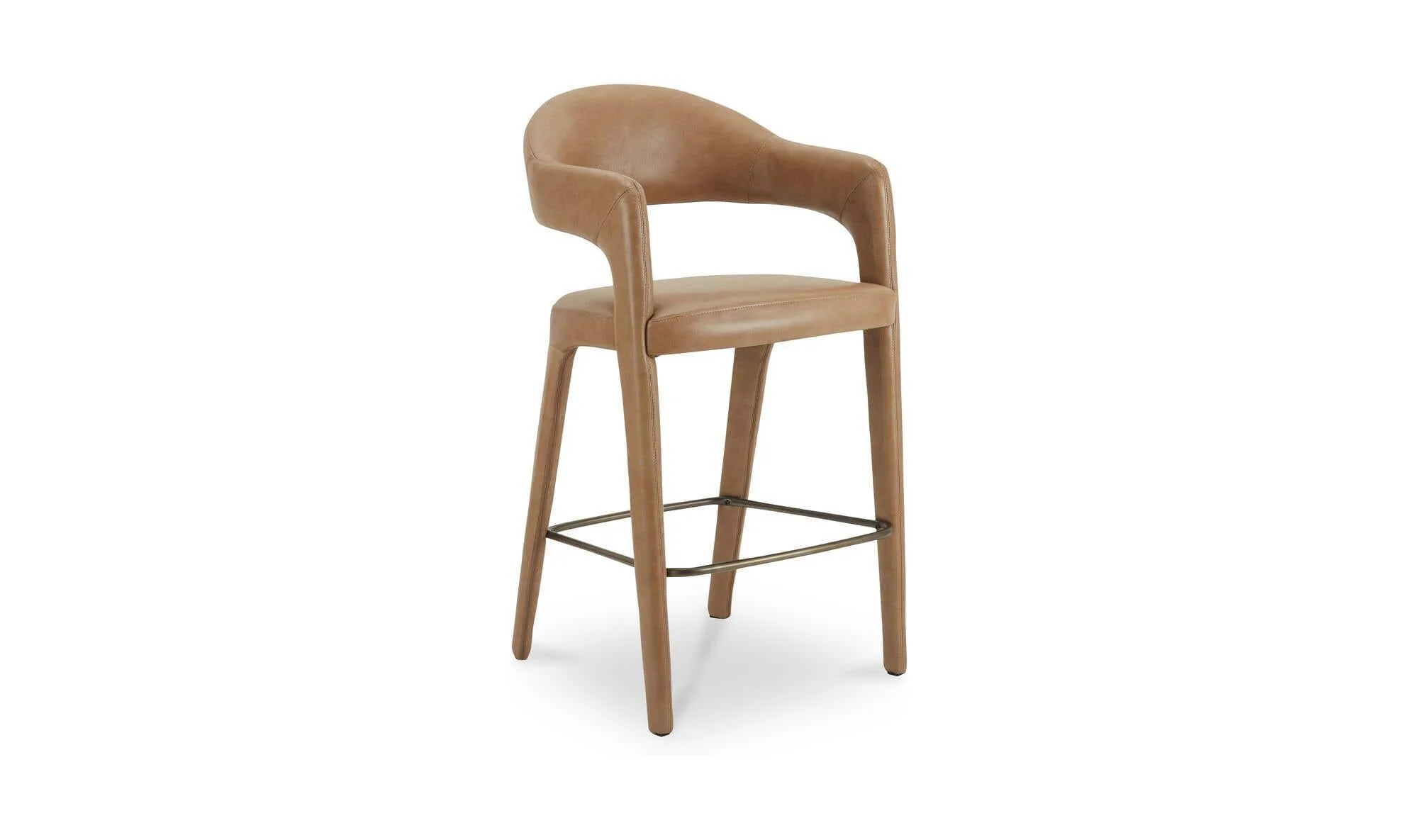 Moe's Home Martens Bar Stool Brown Leather - Image 3