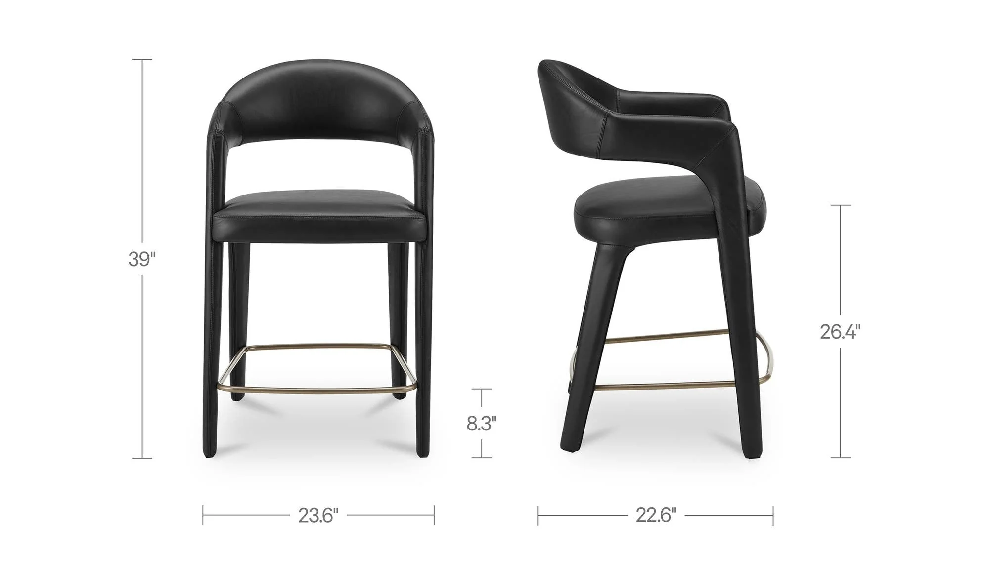Moe's Home Martens Counter Stool Black Leather - Image 8