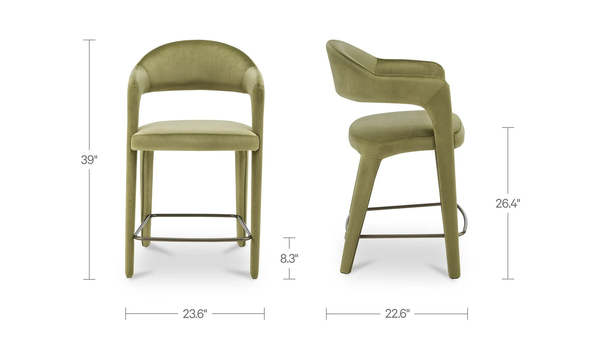 Moe's Home Martens Counter Stool Green Velvet - Image 8