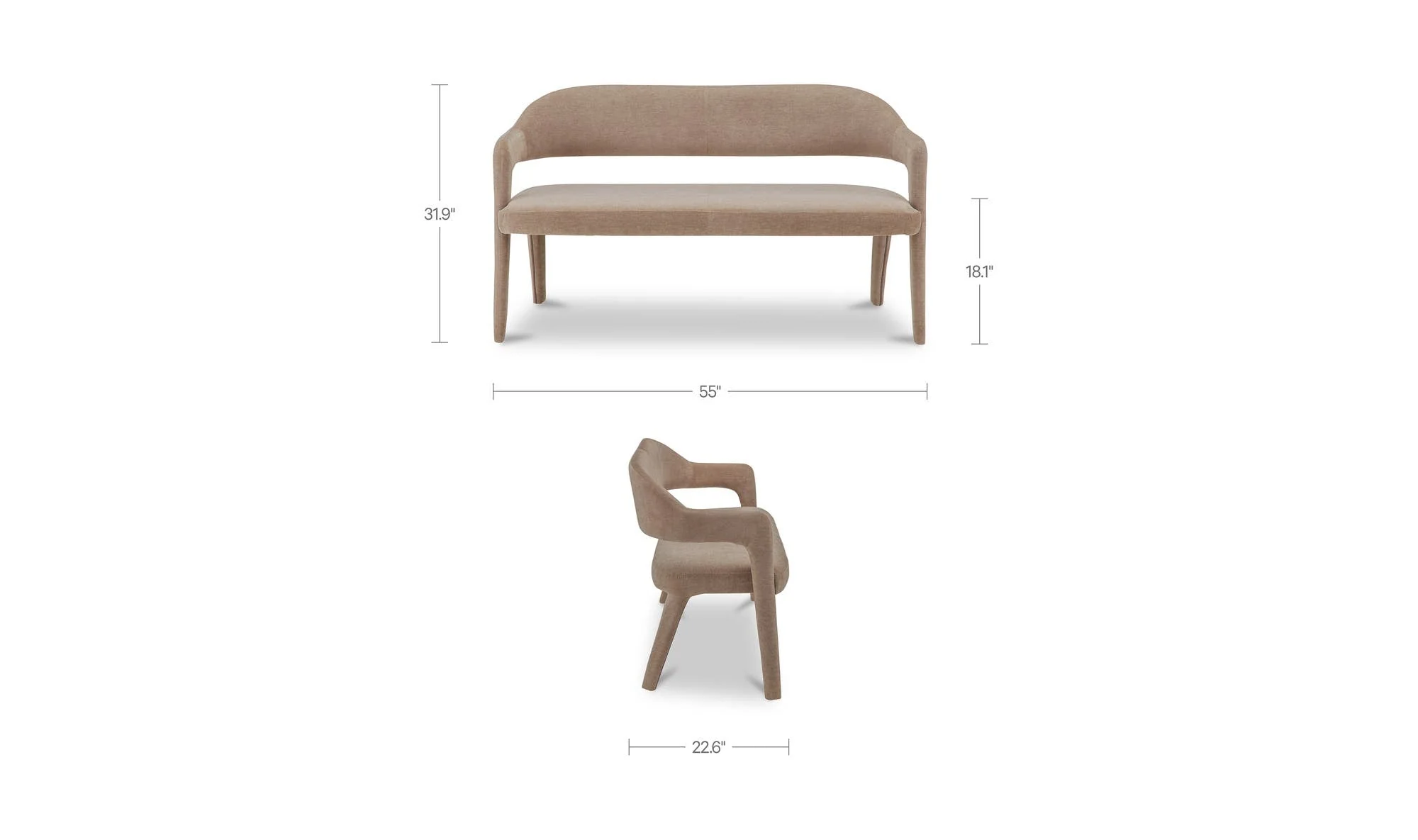 Moe's Home Martens Dining Bench Camel - Image 7