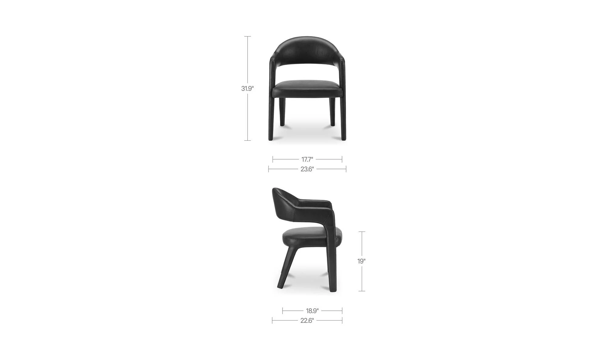 Moe's Home Martens Dining Chair Black Leather - Image 8