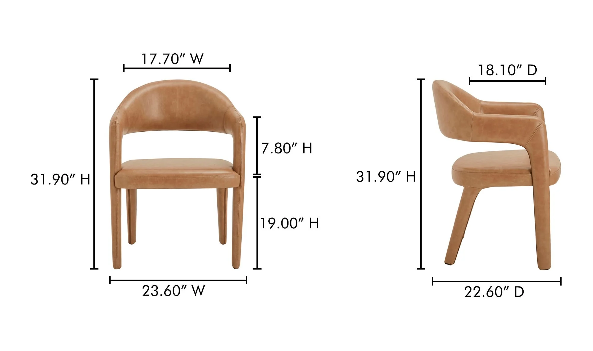 Moe's Home Martens Dining Chair Brown Leather - Image 8