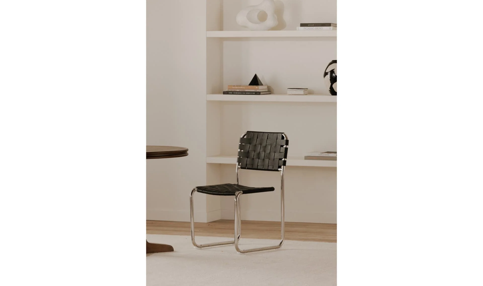 Moe's Home Moma Stainless Steel Dining Chair Black Leather - Set Of Two - Image 3