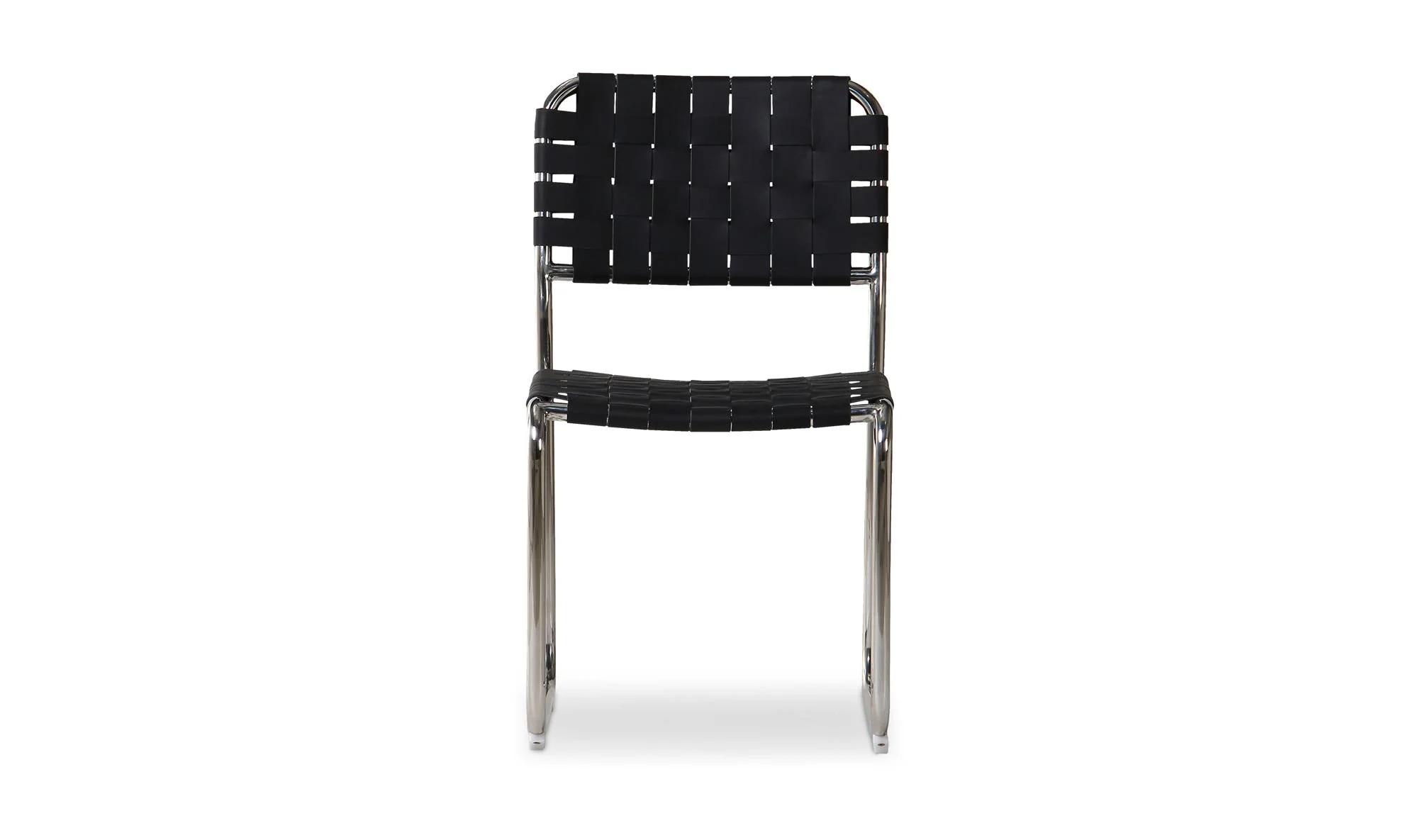Moe's Home Moma Stainless Steel Dining Chair Black Leather - Set Of Two - Image 4