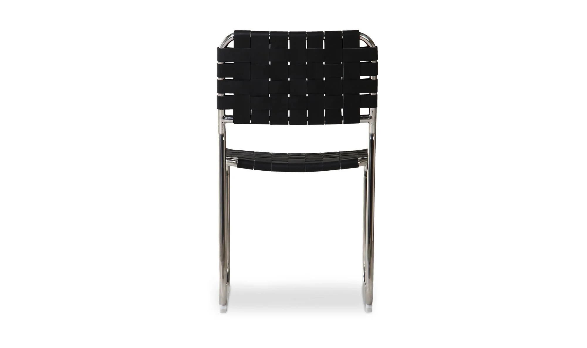 Moe's Home Moma Stainless Steel Dining Chair Black Leather - Set Of Two - Image 5