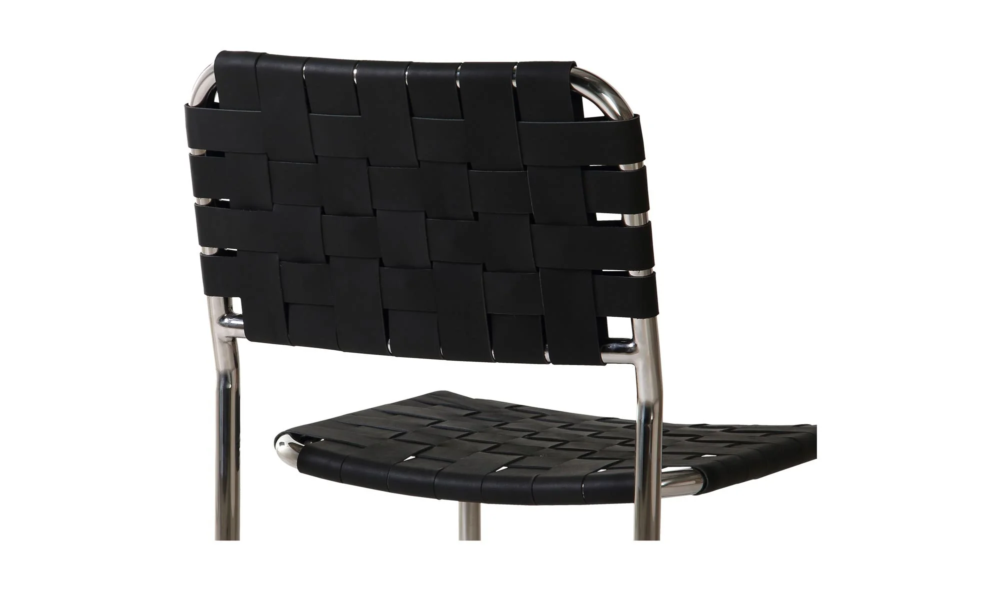Moe's Home Moma Stainless Steel Dining Chair Black Leather - Set Of Two - Image 7