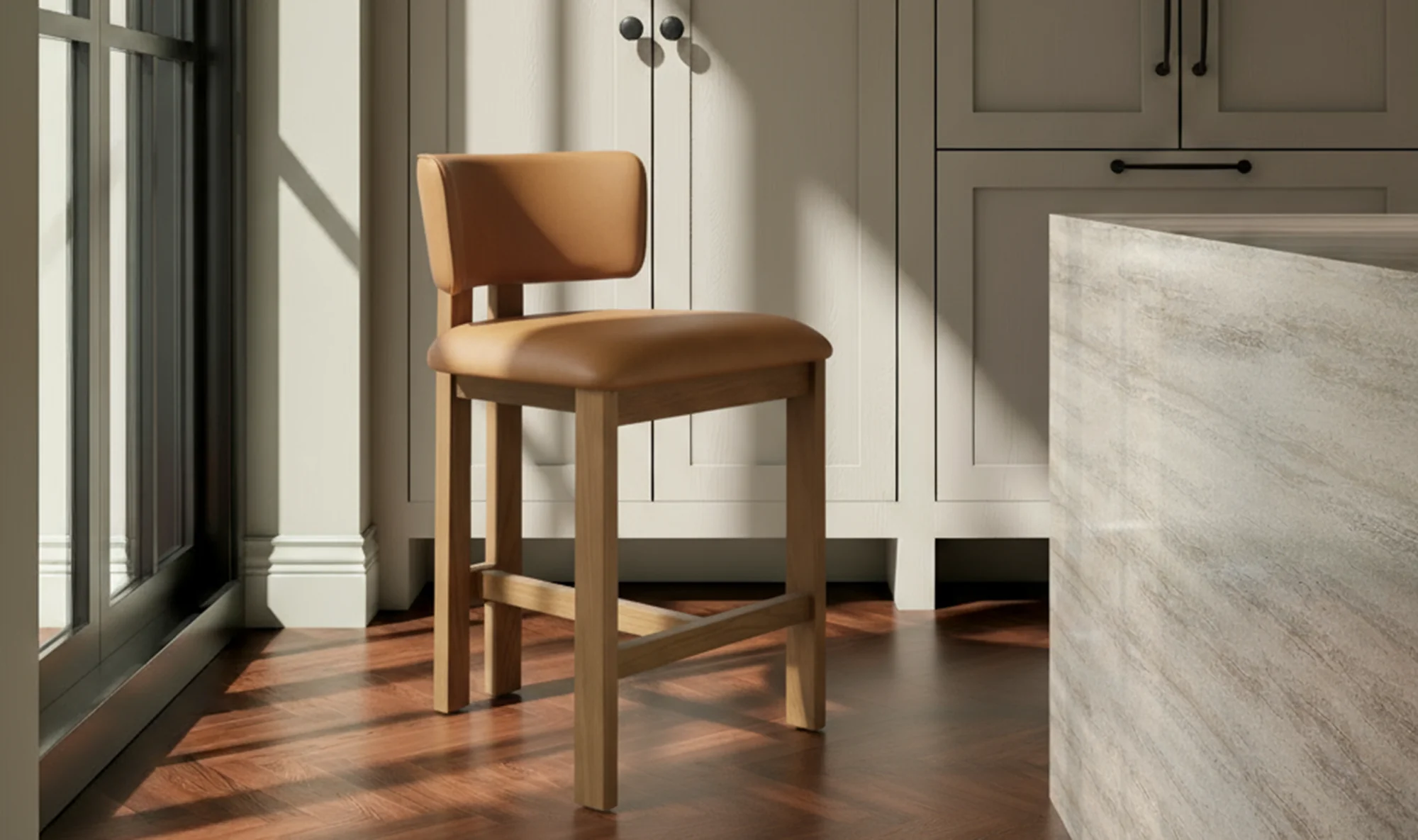 Moe's Home Morel Counter Stool Brown Leather - Image 2