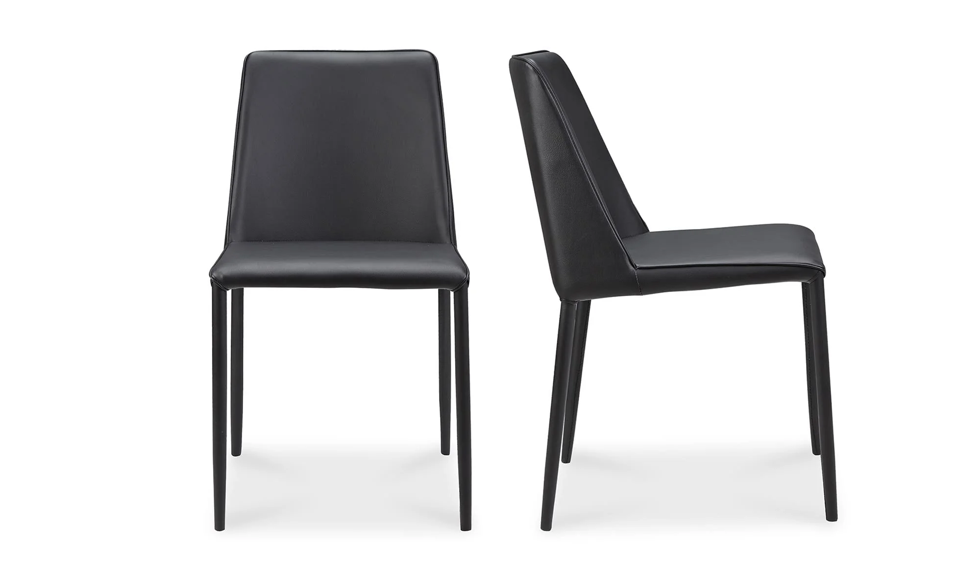 Moe's Home Nora Dining Chair Black Vegan Leather - Set Of Two - Image 3