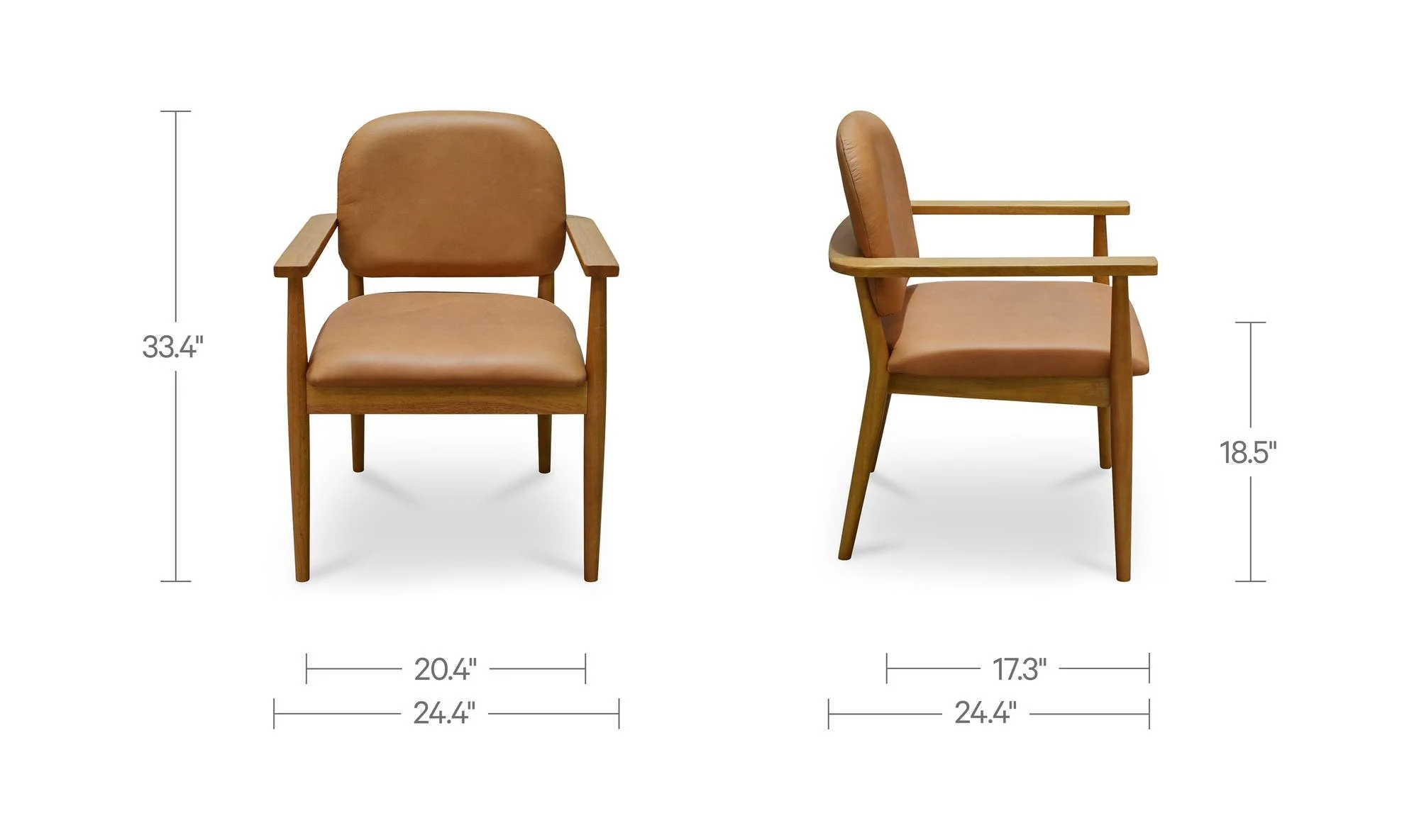 Moe's Home Norrie Dining Chair Brown Leather - Image 10