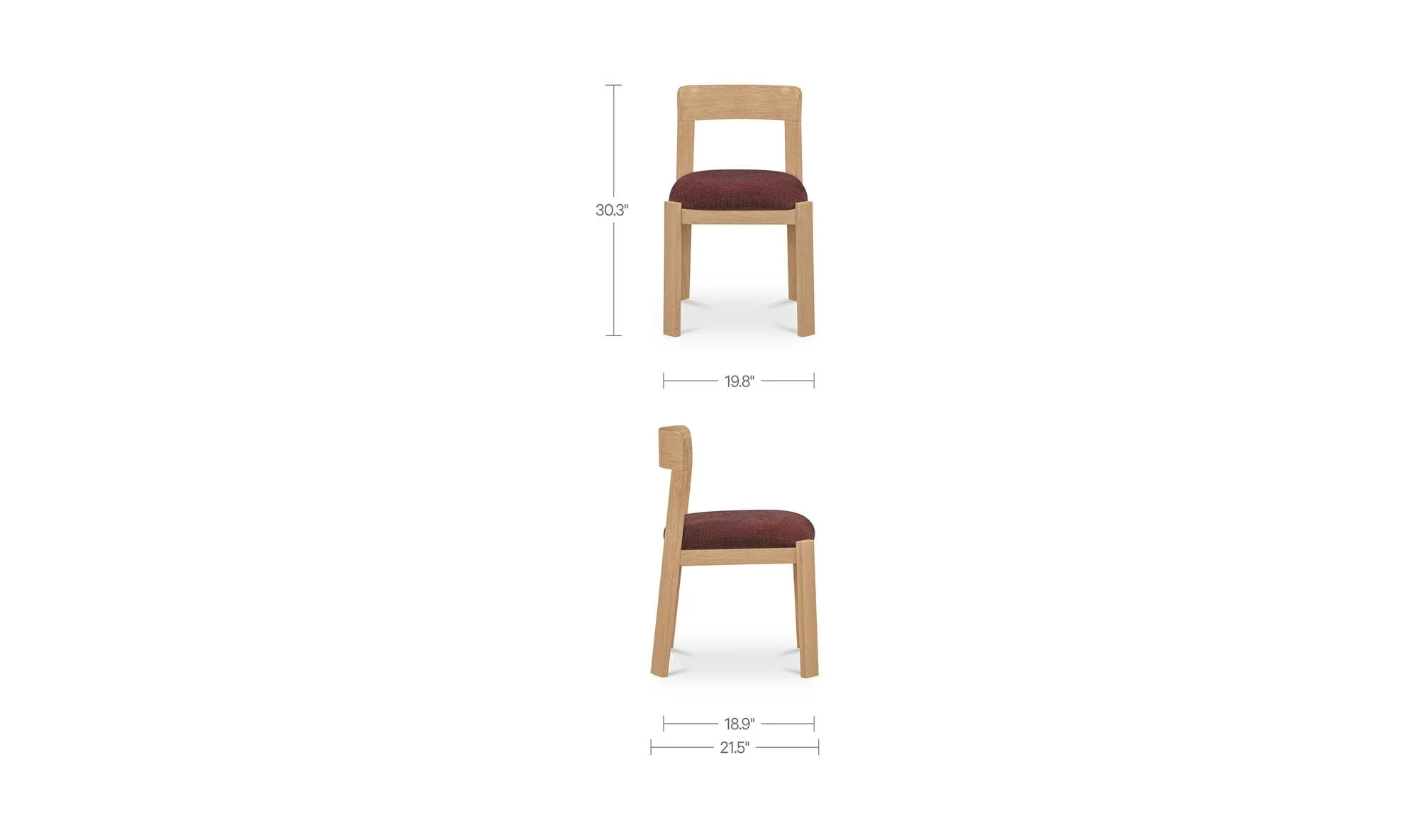 Moe's Home Oli Dining Chair Berry-Set of Two - Image 11