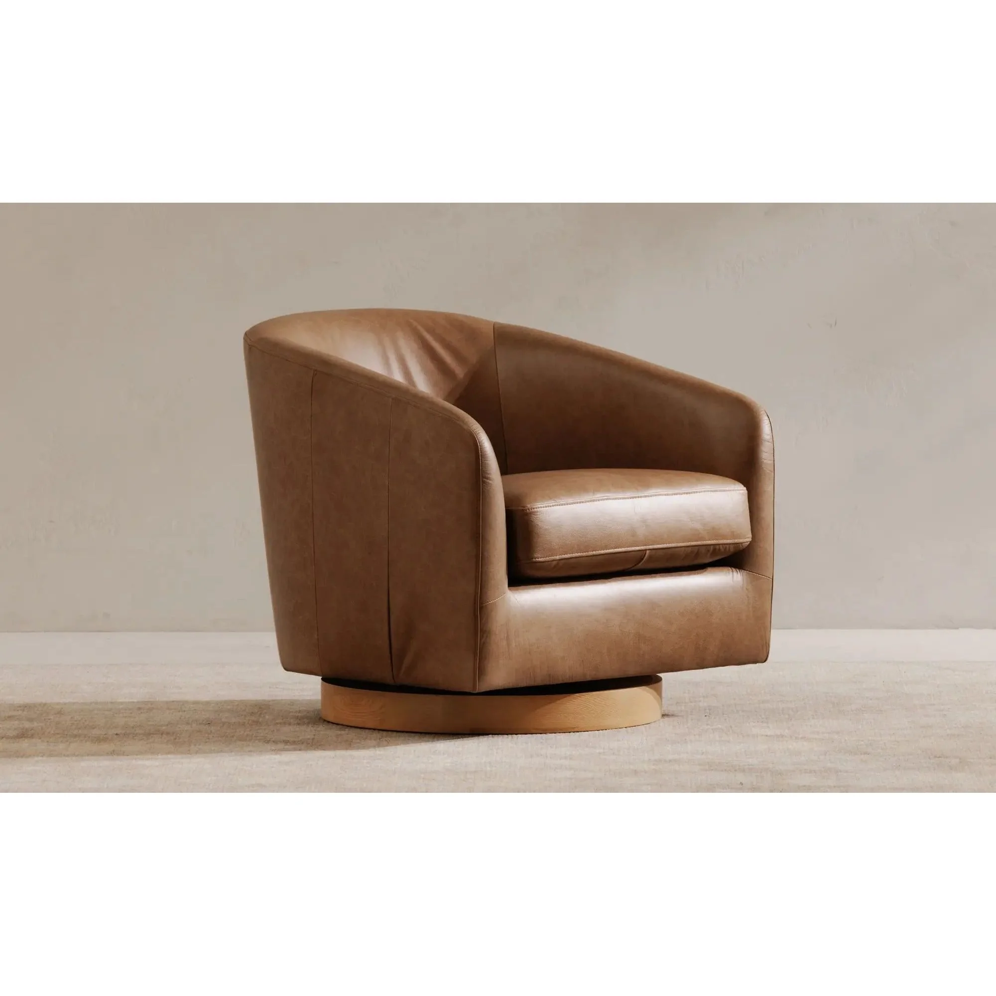 Moe's Home Collection Oscy Tan Leather Swivel Chair - Image 4
