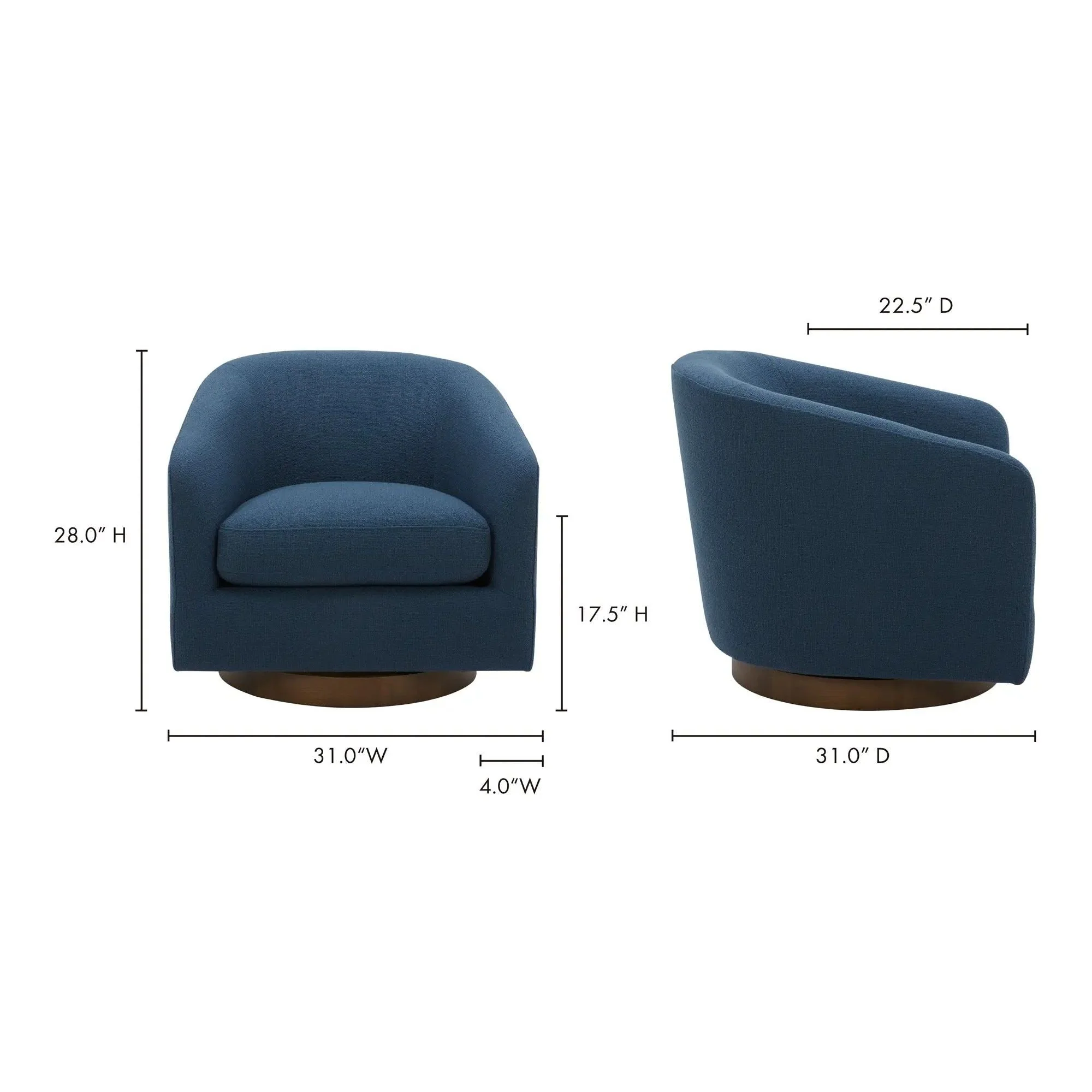 Moe's Home Collection Oscy Dark Atlantic Blue Swivel Chair - Image 14