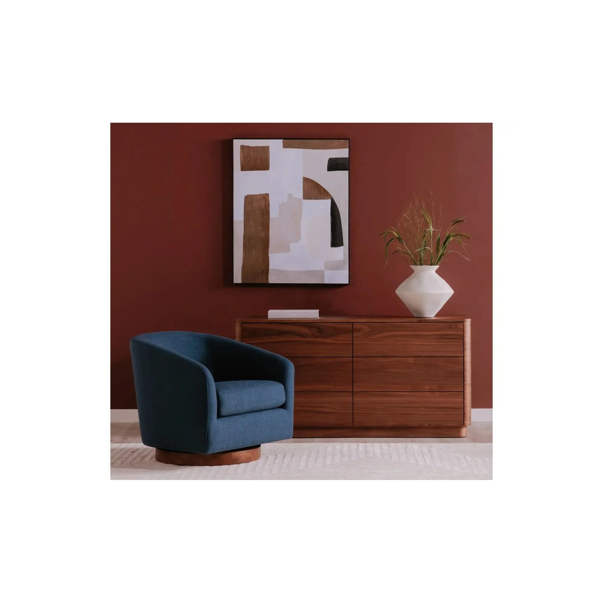 Moe's Home Collection Oscy Dark Atlantic Blue Swivel Chair - Image 2