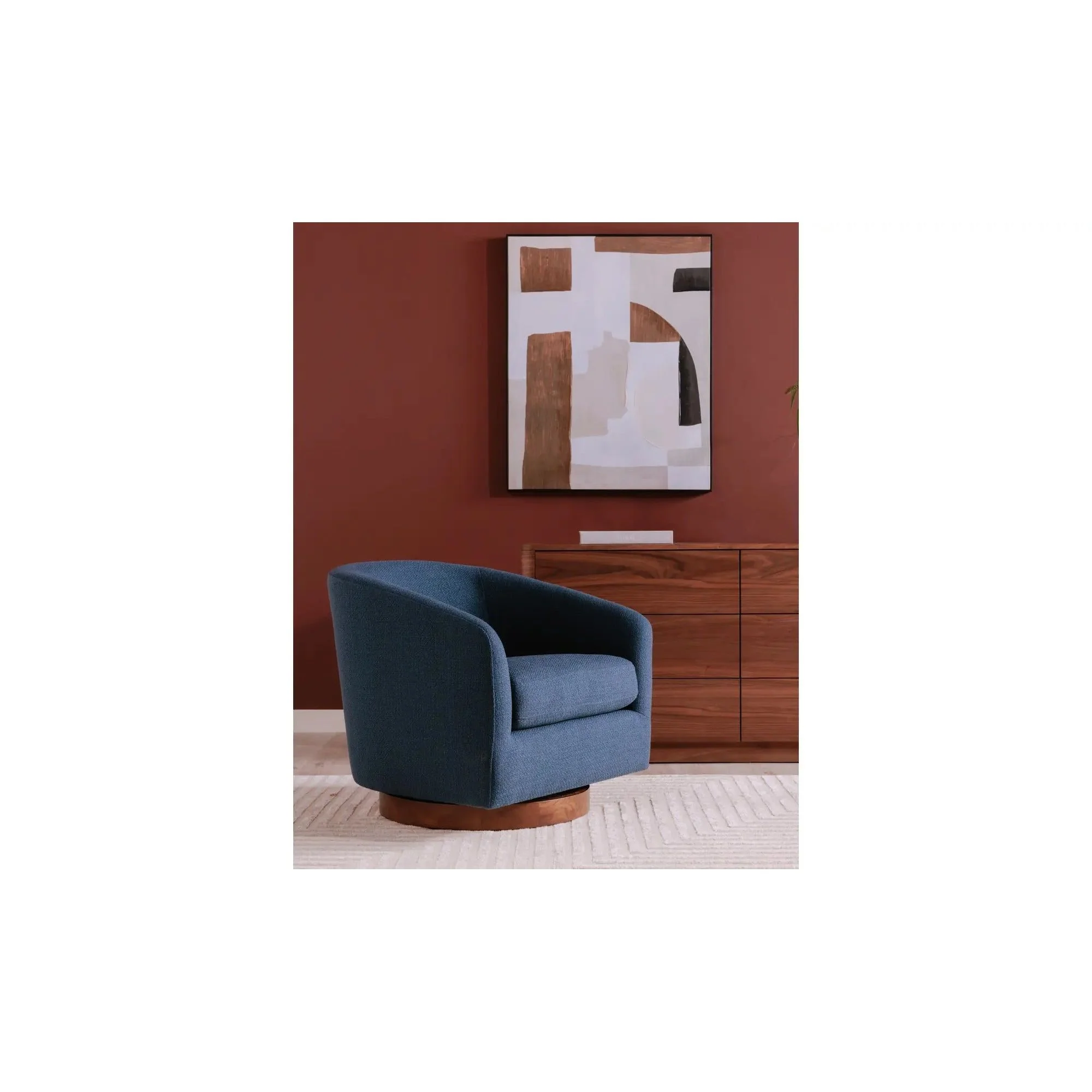 Moe's Home Collection Oscy Dark Atlantic Blue Swivel Chair - Image 3