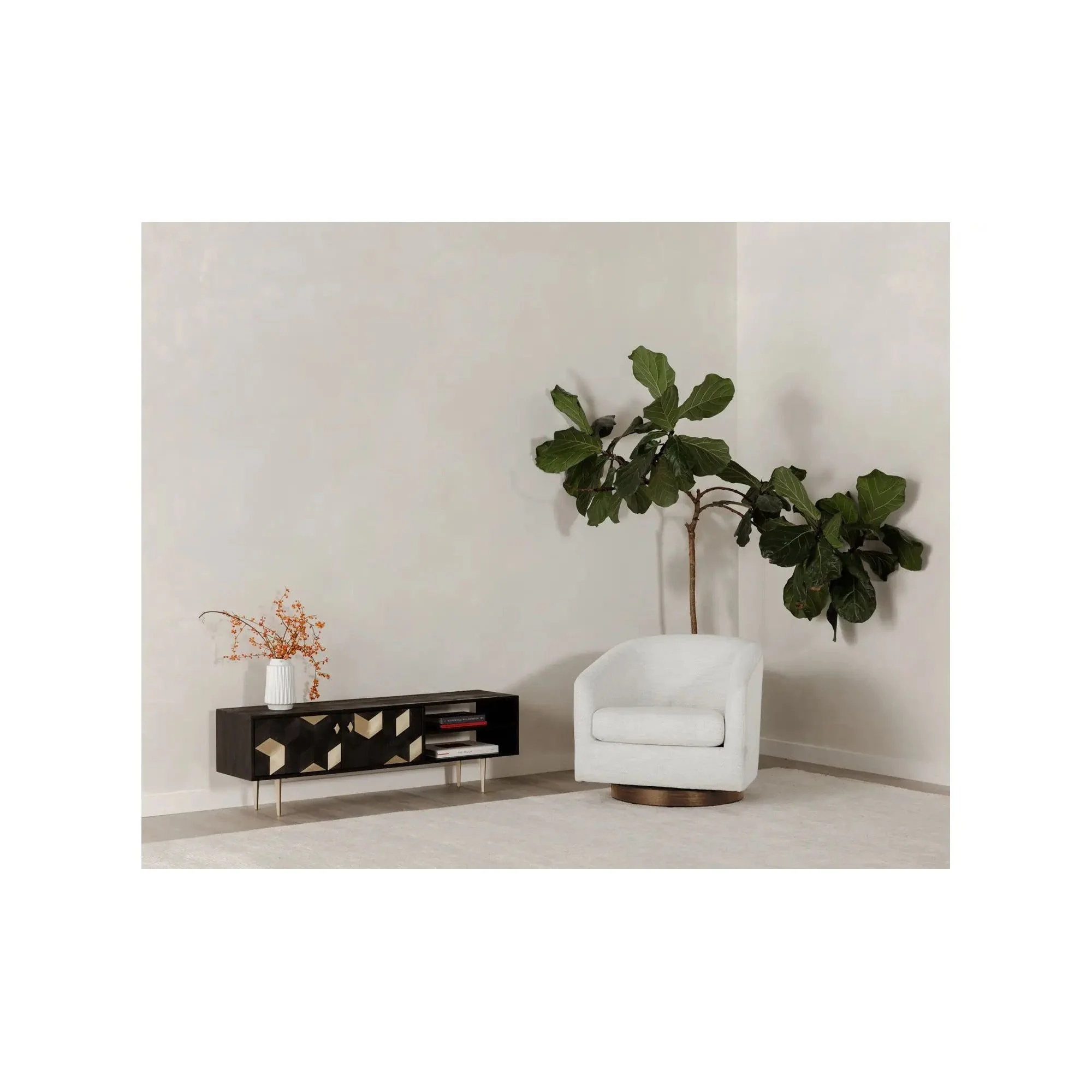 Moe's Home Collection Oscy White Swivel Chair - Image 2