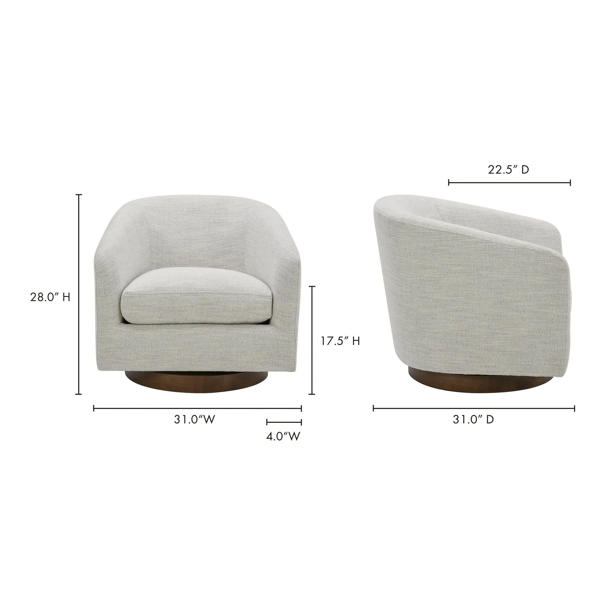 Moe's Home Collection Oscy White Swivel Chair - Image 9