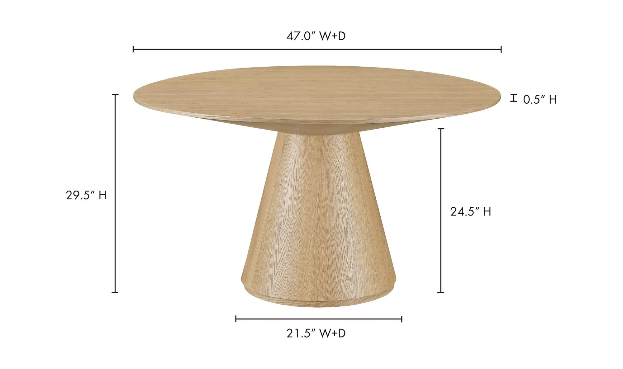 Moe's Home Otago 47In Round Dining Table Oak - Image 8