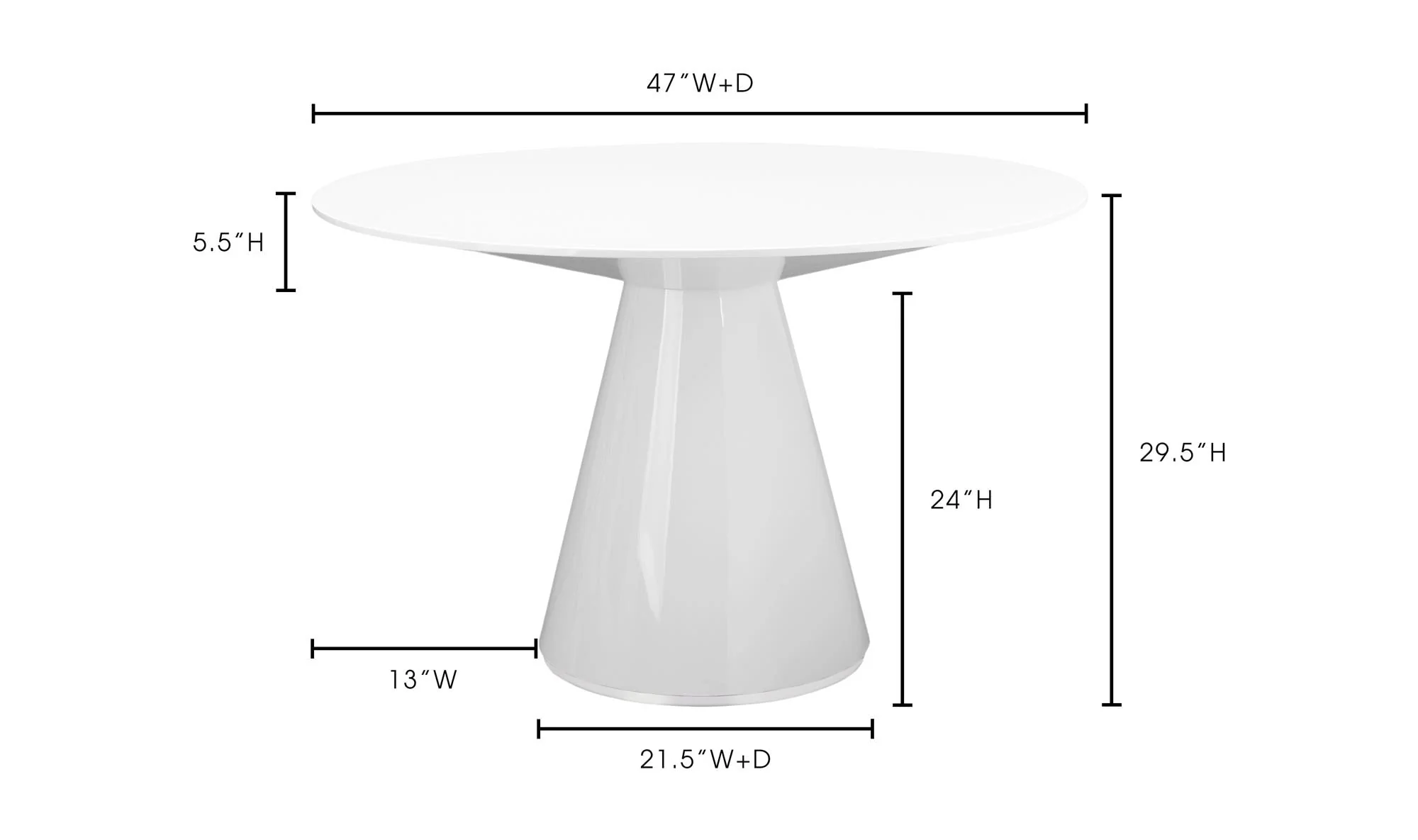 Moe's Home Otago 47In Round  Dining Table White - Image 5