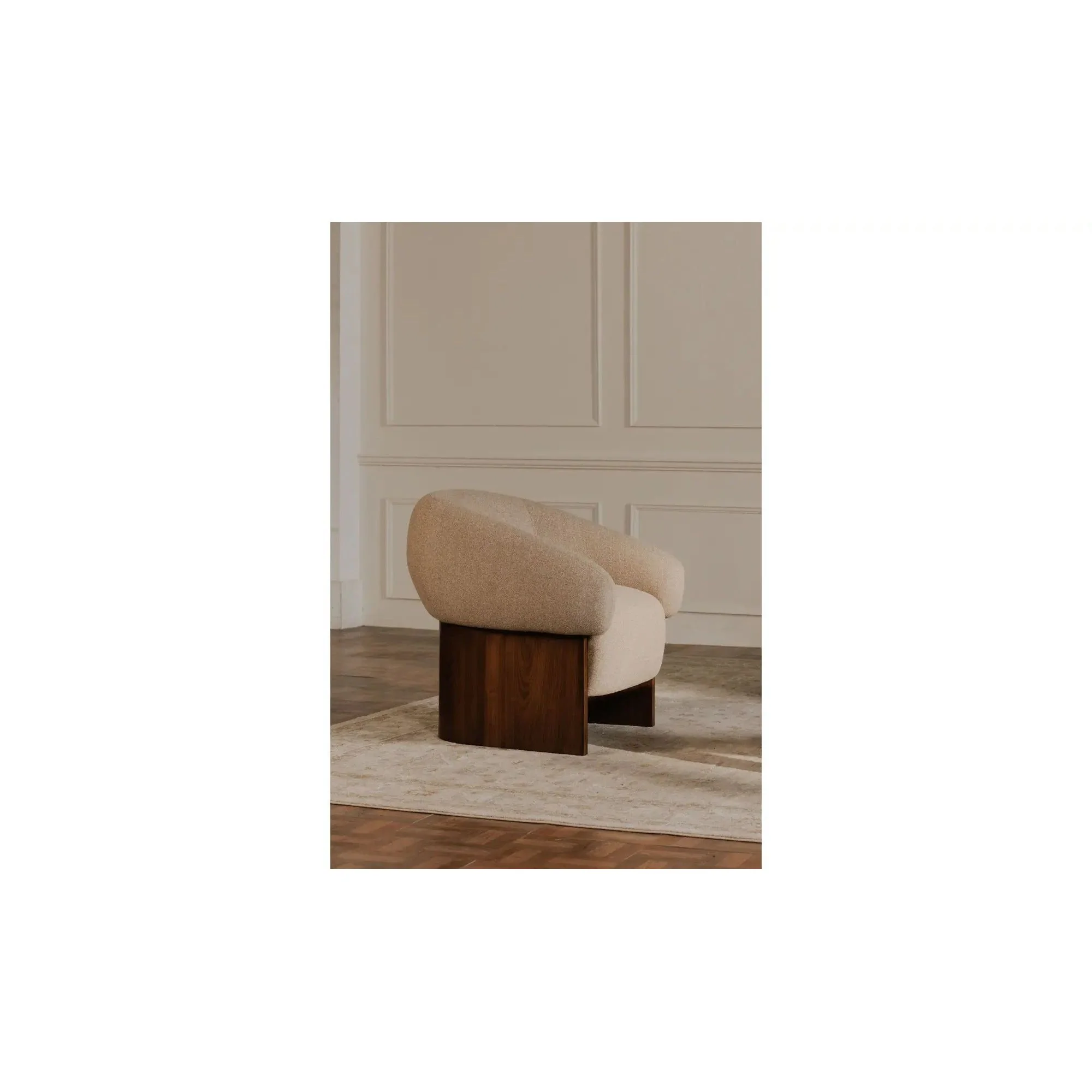 Moe's Home Collection Otto Flecked Tan Boucle Accent Chair - Image 3