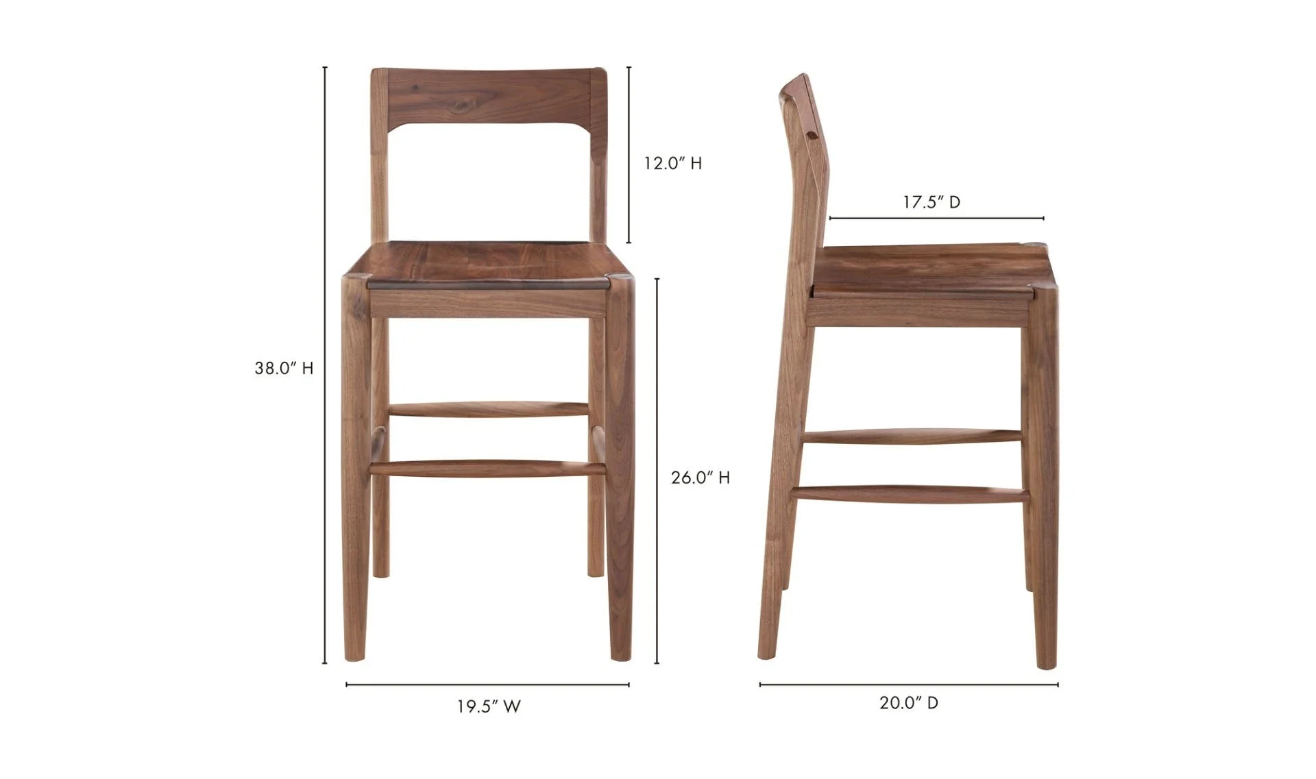 Moe's Home Owing Counter Stool Walnut Brown - Image 9