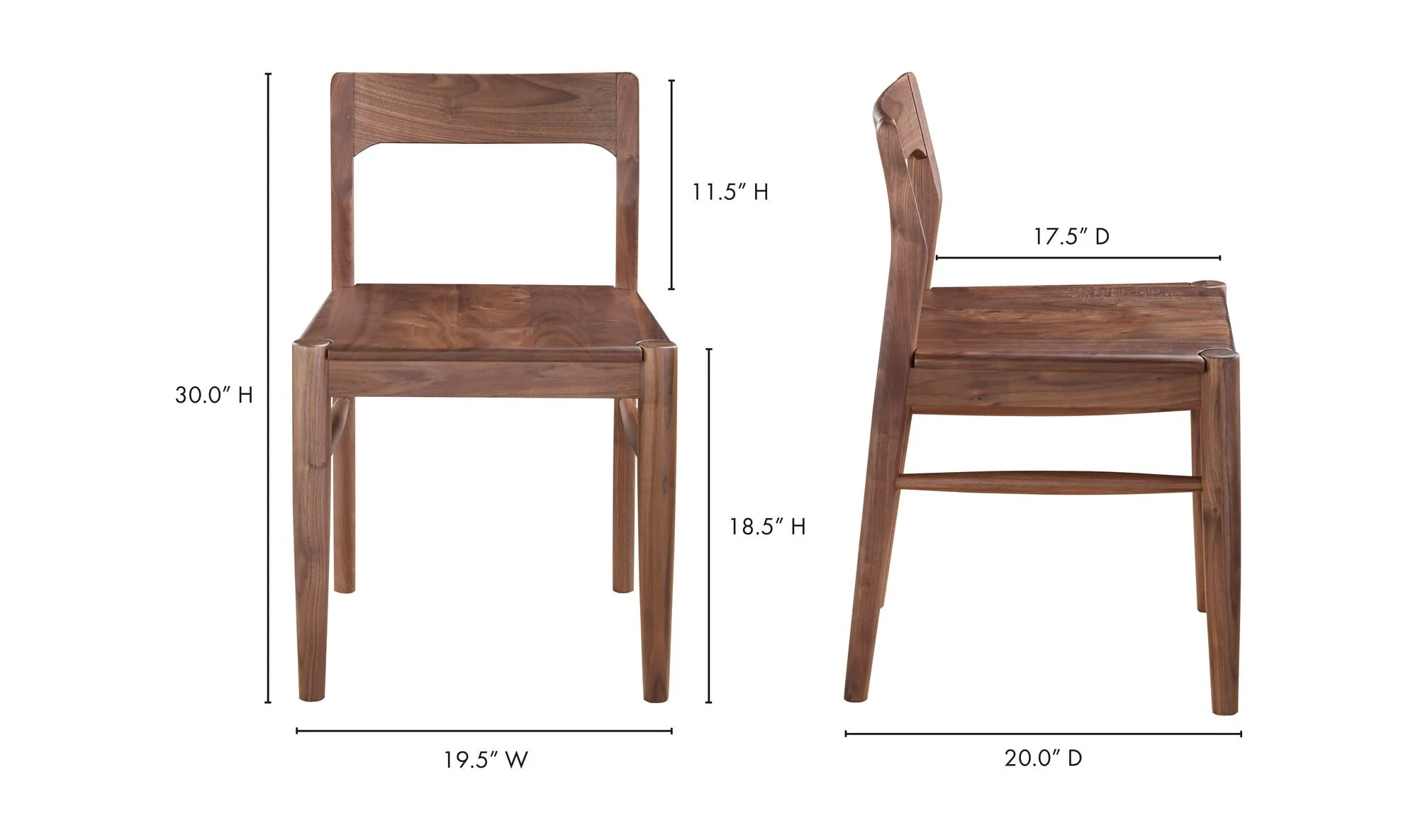Moe's Home Owing Dining Chair Walnut Brown - Set Of Two - Image 7
