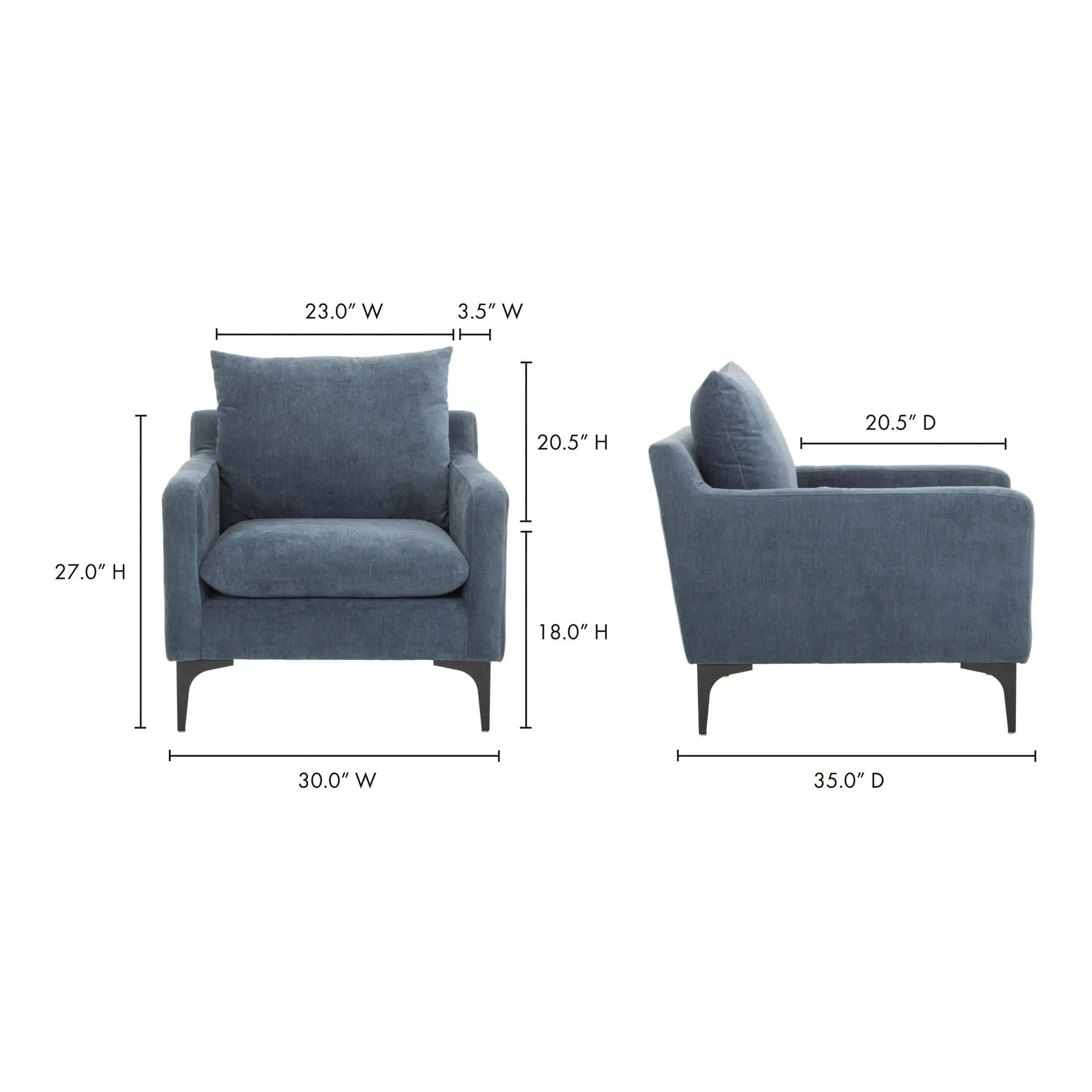 Moe's Home Collection Paris Blue Armchair - Image 8