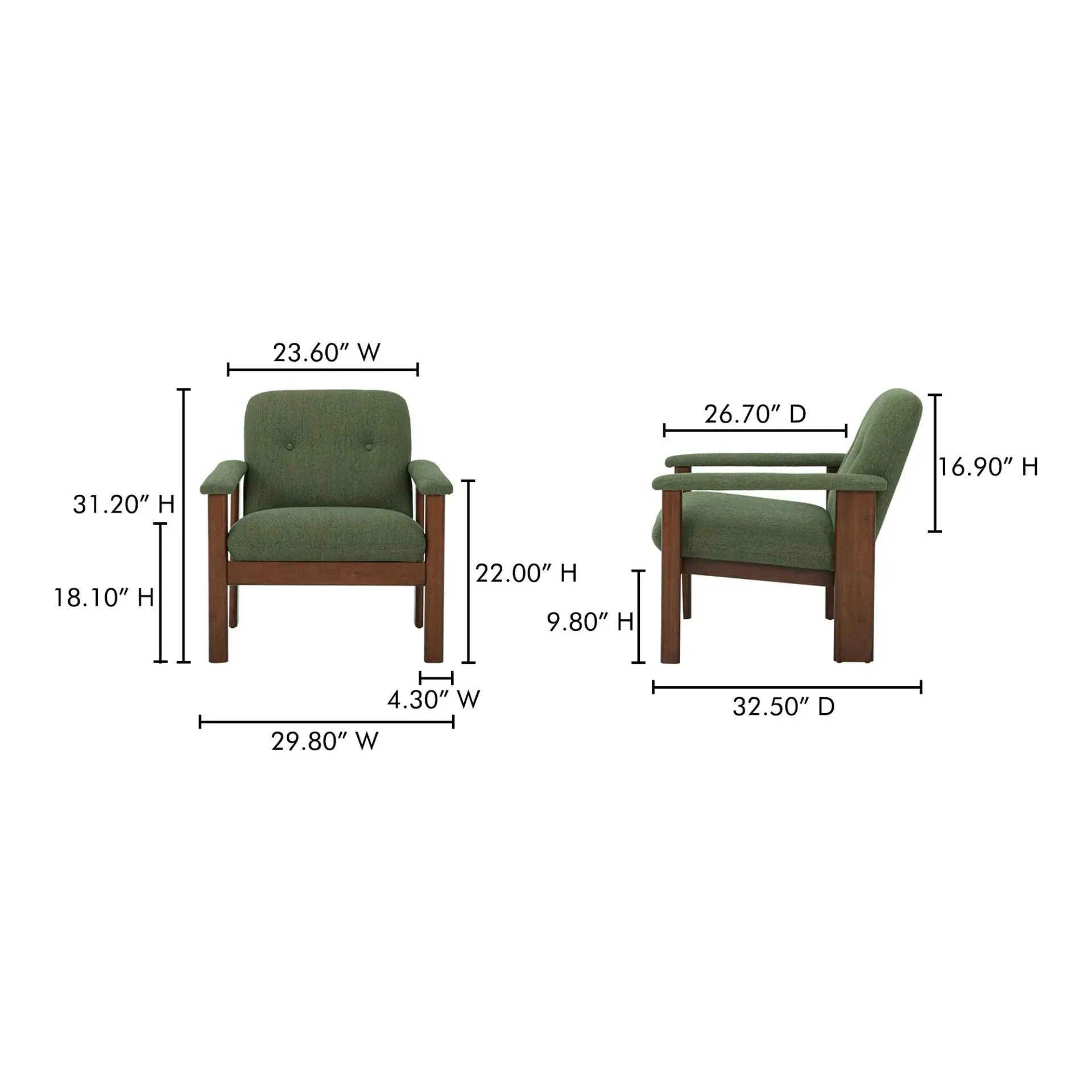 Moe's Home Collection Parker Green Lounge Chair - Image 8