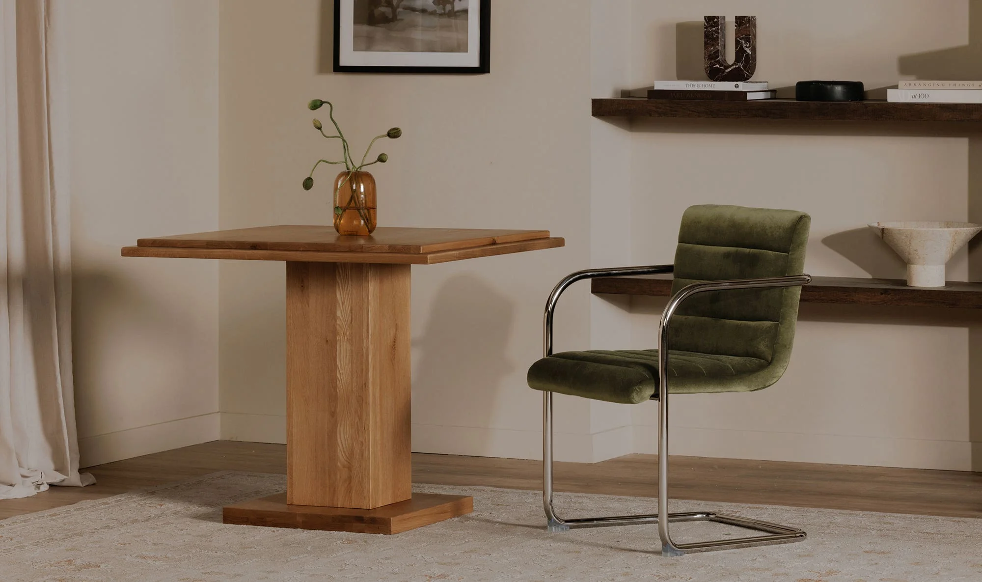 Moe's Home Pedro Dining Chair Green Mohair Set of Two - Image 2