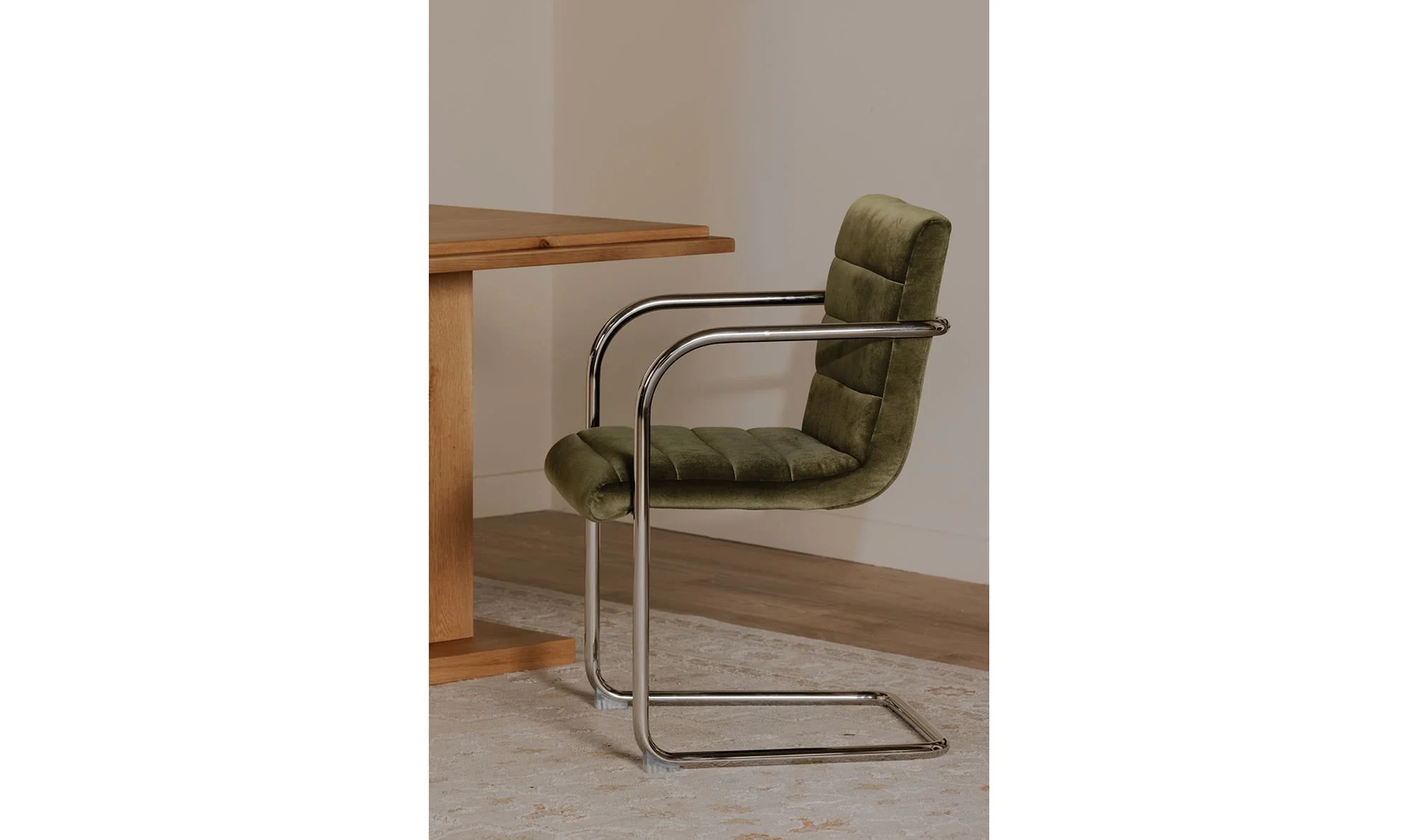 Moe's Home Pedro Dining Chair Green Mohair Set of Two - Image 3